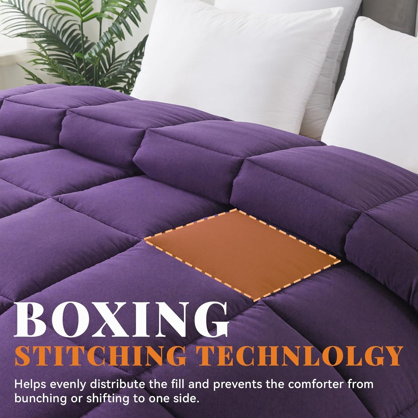 Cosybay Down Alternative Comforter (Purple, Twin) - All Season Soft Quilted Twin Size Bed Comforter - Duvet Insert with Corner Tabs -Winter Summer Warm Fluffy, 64x88 inches