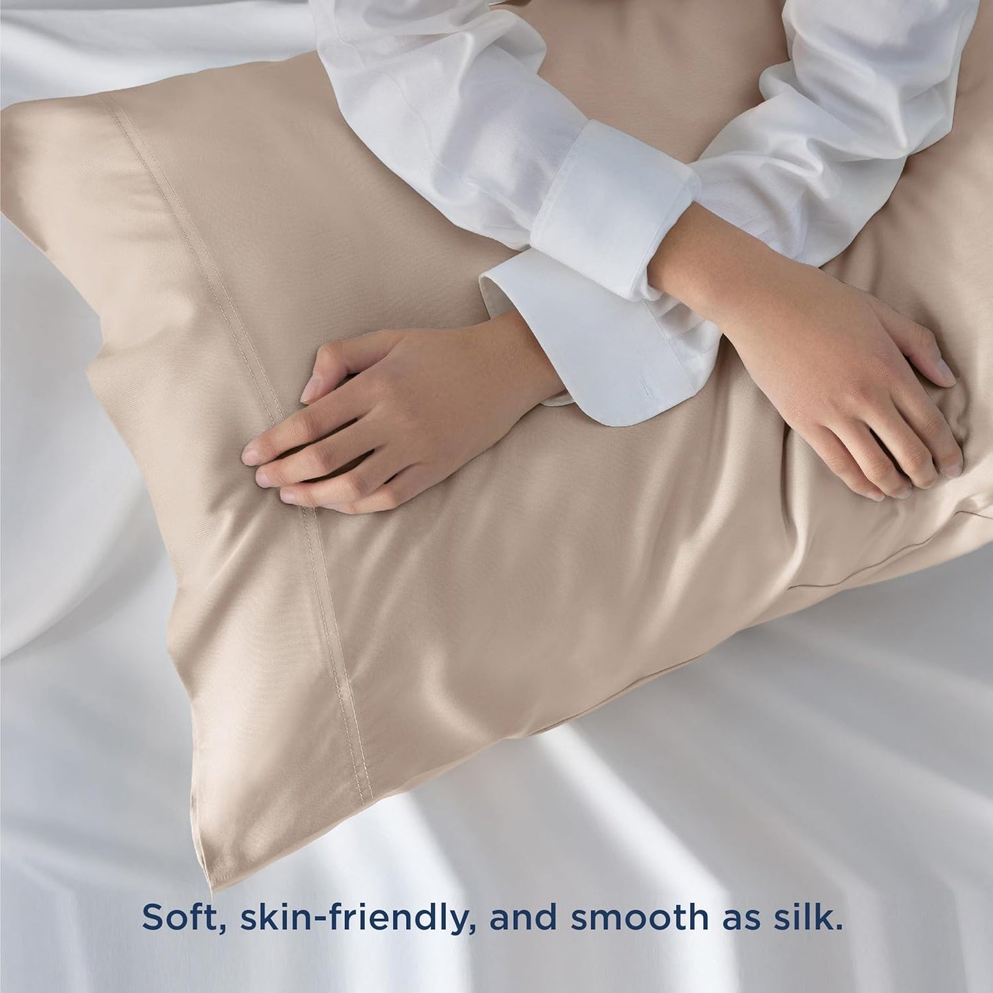 Bedsure King Size Pillow Cases Set of 2, Cooling Pillow Cases King, Rayon Derived from Bamboo Khaki Pillowcases, Breathable & Silky Soft Cool Bedding Pillow Covers with Envelope Closure, 20x36 Inches