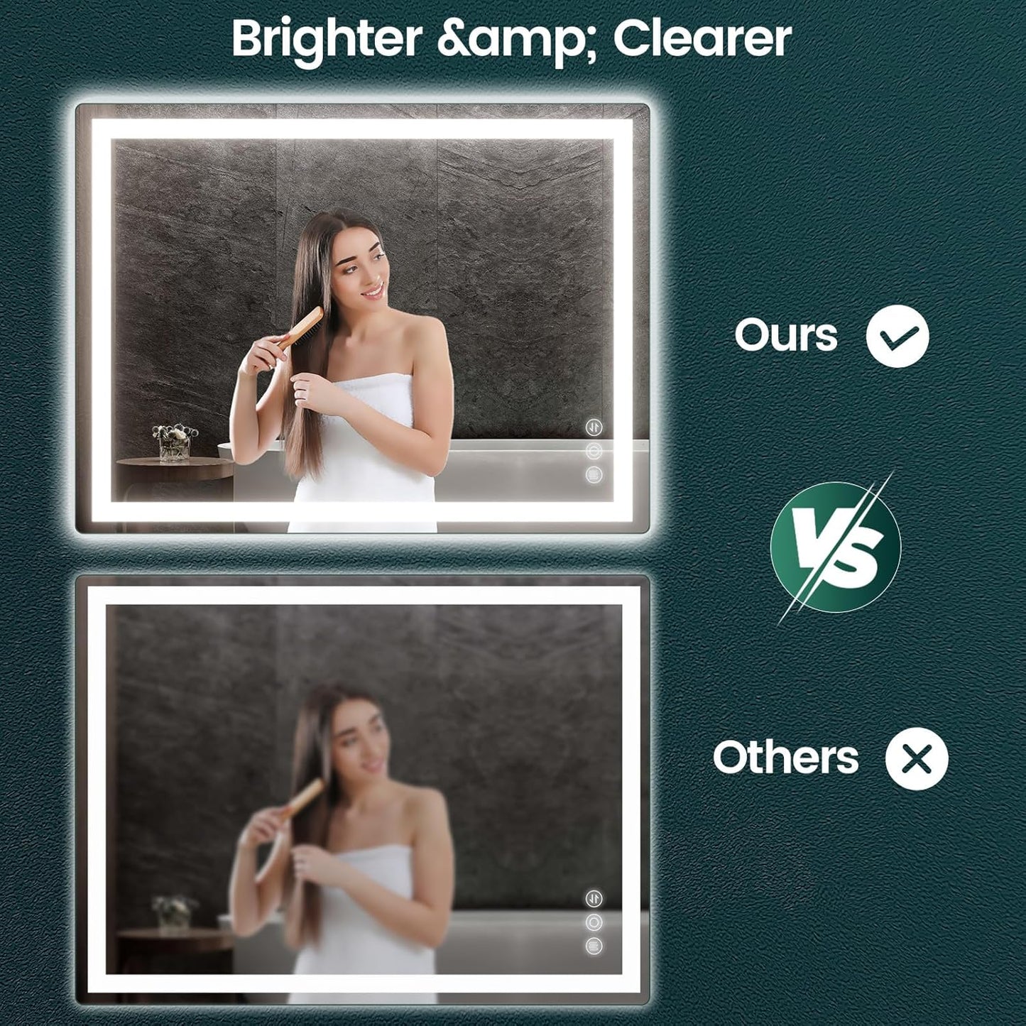 30"x 40" LED Mirror for Bathroom with Frontlit and Backlit, Anti-Fog, 3 Colors Temperature & Dimmable, Wall Mounted Bathroom Mirror