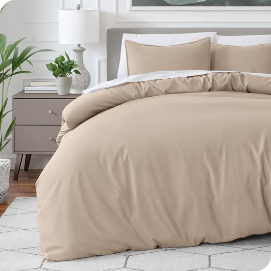 Bare Home Bedding Duvet Cover Queen Size - Premium 1800 Super Soft Collection - Lightweight, Cooling - Soft Breathable Bedding Duvet Cover (Queen, Pebble)