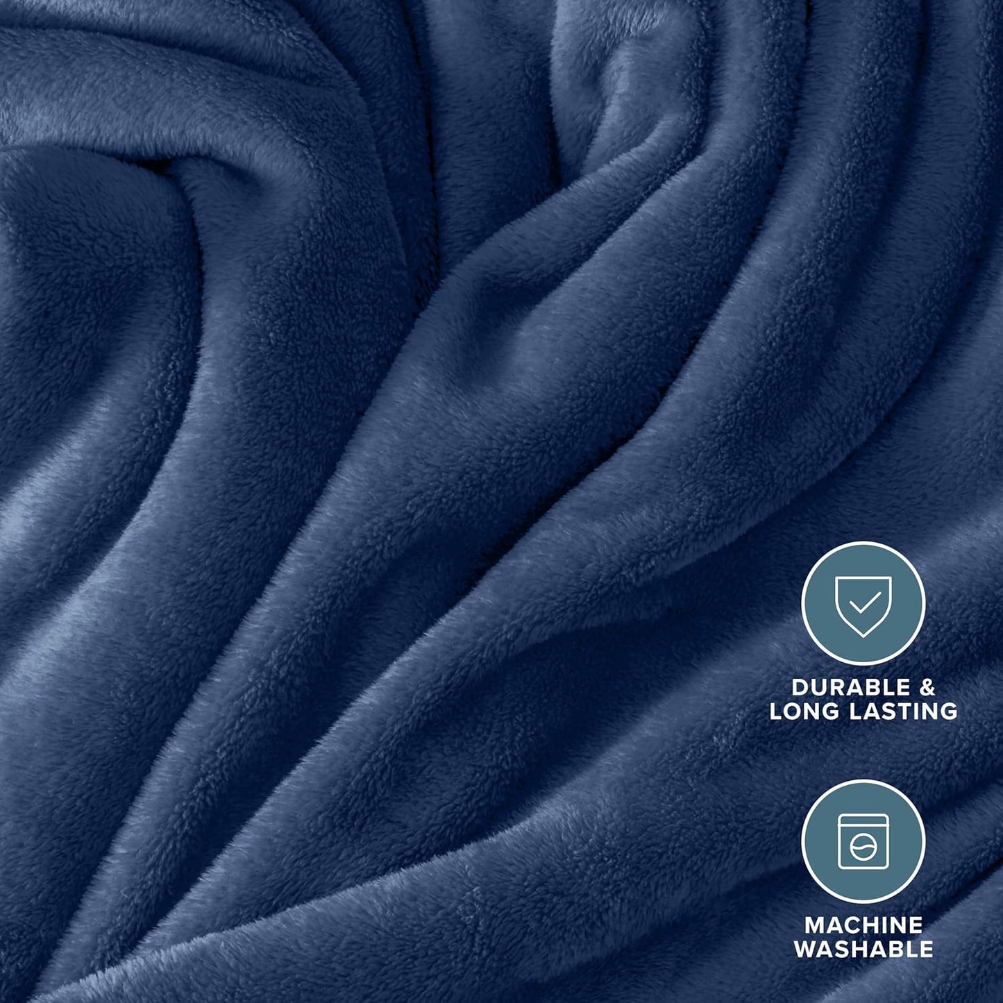 Bare Home Fleece Blanket - Kid Size - Ultra-Soft Lightweight for Bed, Sofa, and Couch - Luxury Microplush - Cozy Warm Blanket (Kid, Dark Blue)