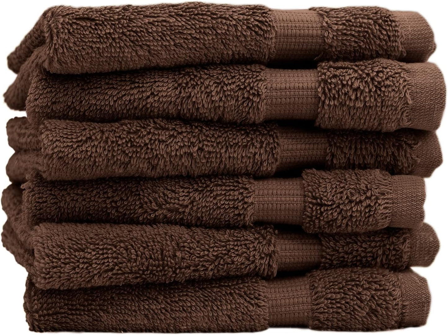 Luxury Hotel & Spa Collection, 100% Turkish Cotton 700 GSM Cloth, for Body wash, Makeup Remover & Facial Cleaning, Baby, face, Dobby Border Soft washcloths Towel Set 13" X 13", Cocoa, Set of 6