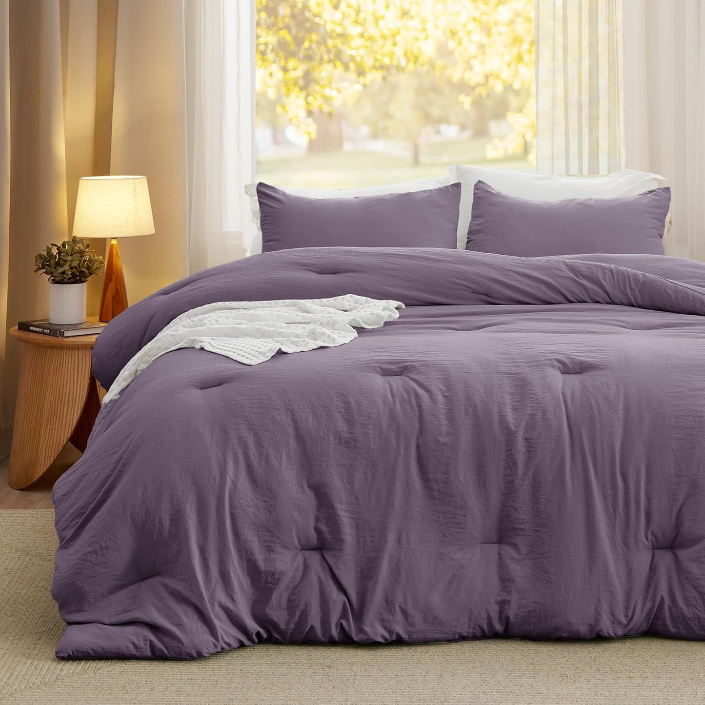 Bedsure Twin/Twin XL Comforter Set, Grayish Purple Soft Prewashed Bedding for All Seasons, 2 Pieces GentleSoft™ Down Alternative Bed Set, 1 Lightweight Comforter (68"x88") and 1 Pillowcase (20"x26")