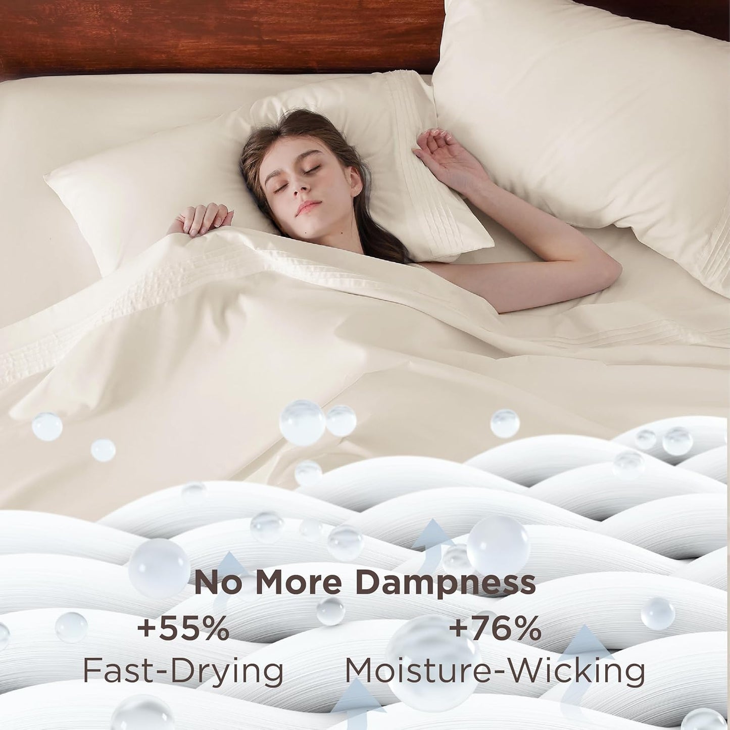 Bedsure Deep Pocket Twin Sheets Set - Fits Mattresses Up to 21 Inches Thick -3 Piece GentleSoft Bed Sheets, Moisture Wicking, Soft & Cooling Bedsheet & Pillowcases, Easy & Secure Fit, Ivory