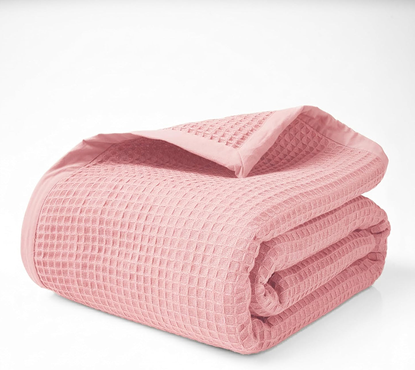 Salt Earth GOTS Certified 100% Organic Cotton Throw Blanket, 90" X 90" Blankets & Throws for Bed, Throw Blanket for Couch,Modern & Cozy Blanket, All Season Waffle Blanket, Soft Blanket (Misty Rose)
