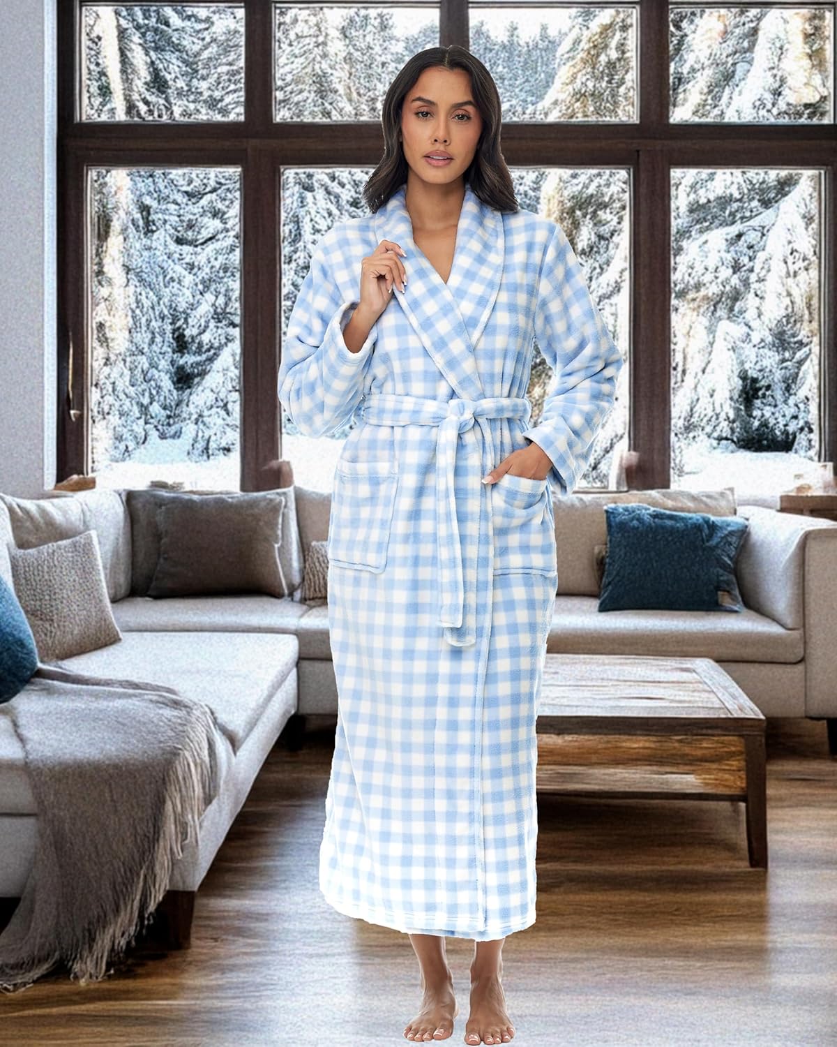 Alexander Del Rossa Plush Robe for Women, Long Fleece Winter Bath Robe, Plus Size