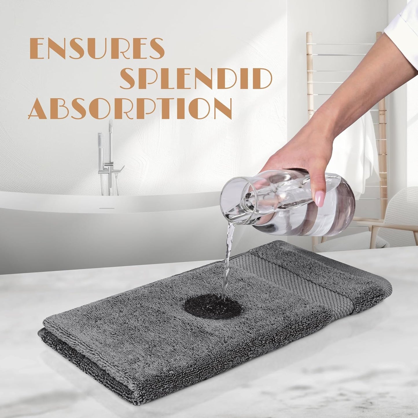 White Classic Wealuxe Grey Hand Towels for Bathroom 12 Pack, Cotton Hand Towel Bulk for Gym, Spa and Salon, Soft Extra Absorbent Quick Dry 16x27 Inch