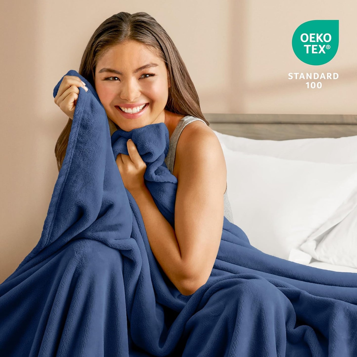 Bare Home Fleece Blanket - Throw/Travel - Ultra-Soft Lightweight for Bed, Sofa, and Couch - Luxury Microplush - Cozy Warm Blanket (Throw/Travel, Dark Blue)