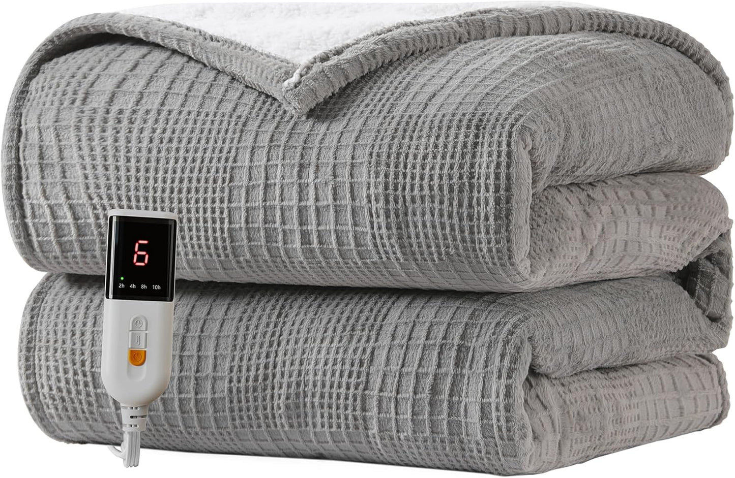 Heated Blanket Electric Blanket Throw 50''X60''-Heating Throw with 9 Heat Settings-2-10 Hours Auto Off,ETL Certified,Machine Washable (Grey)
