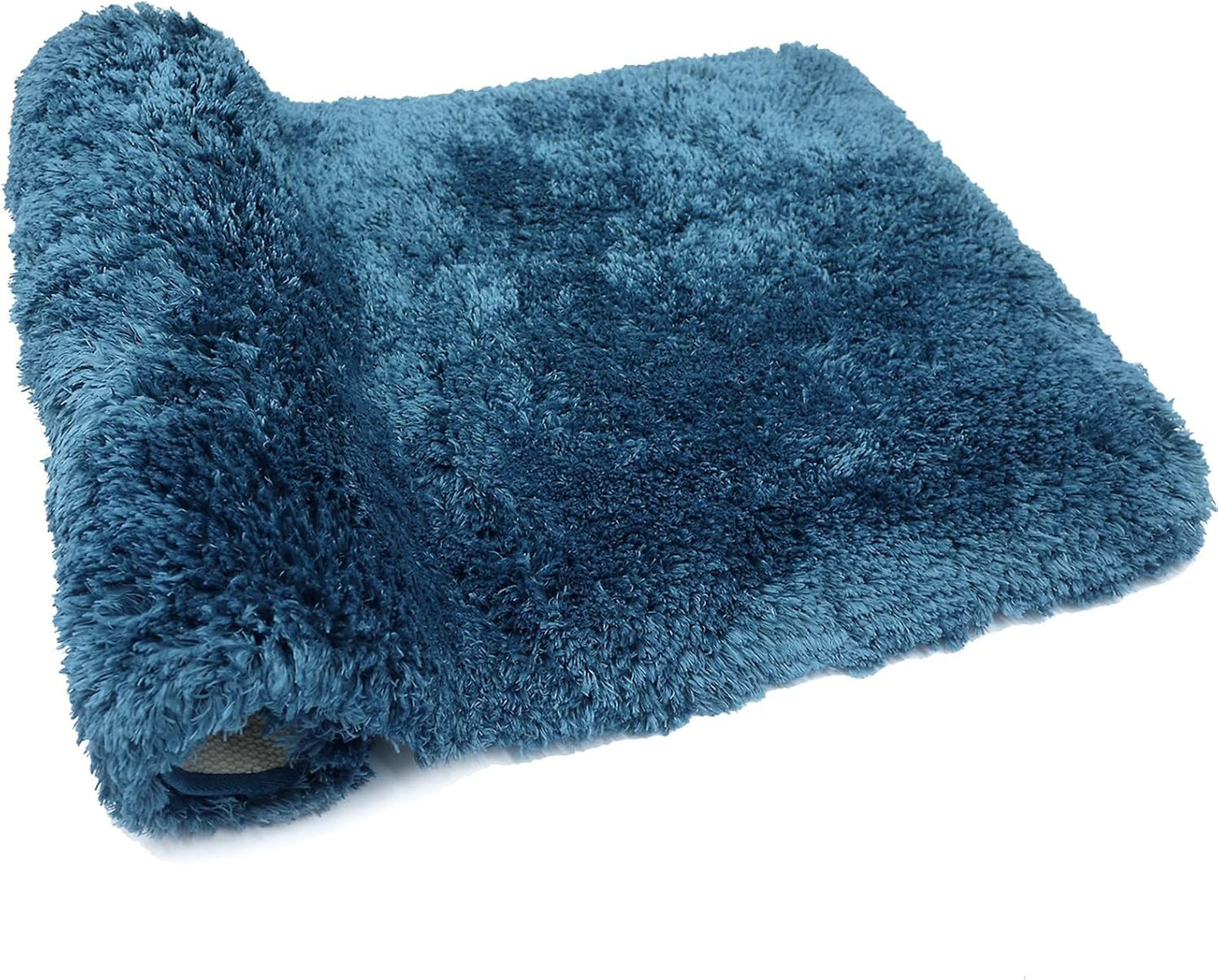 FIFU Bathroom Rugs 17" W x 24" L, Bath Mat for Bathroom, Bedroom, Laundry Room & Kitchen, Non-Slip Rubber Latex Backing, Extra Soft and Absorbent Microfiber Carpet, Machine Washable Rug, Peacock Blue