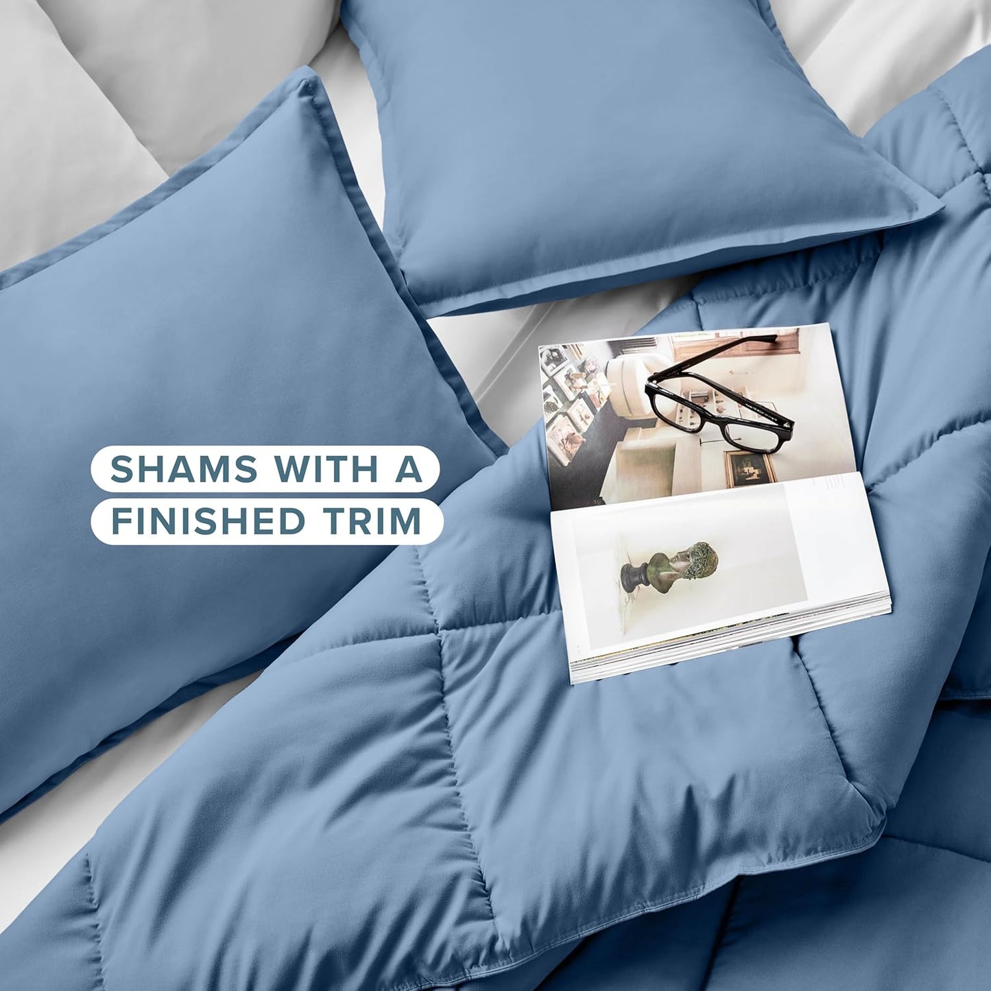 Bare Home Comforter Set - Twin/Twin Extra Long Size Ultra-Soft Goose Down Alternative Premium 1800 Series All Season Warmth (Twin/Twin XL, Coronet Blue)