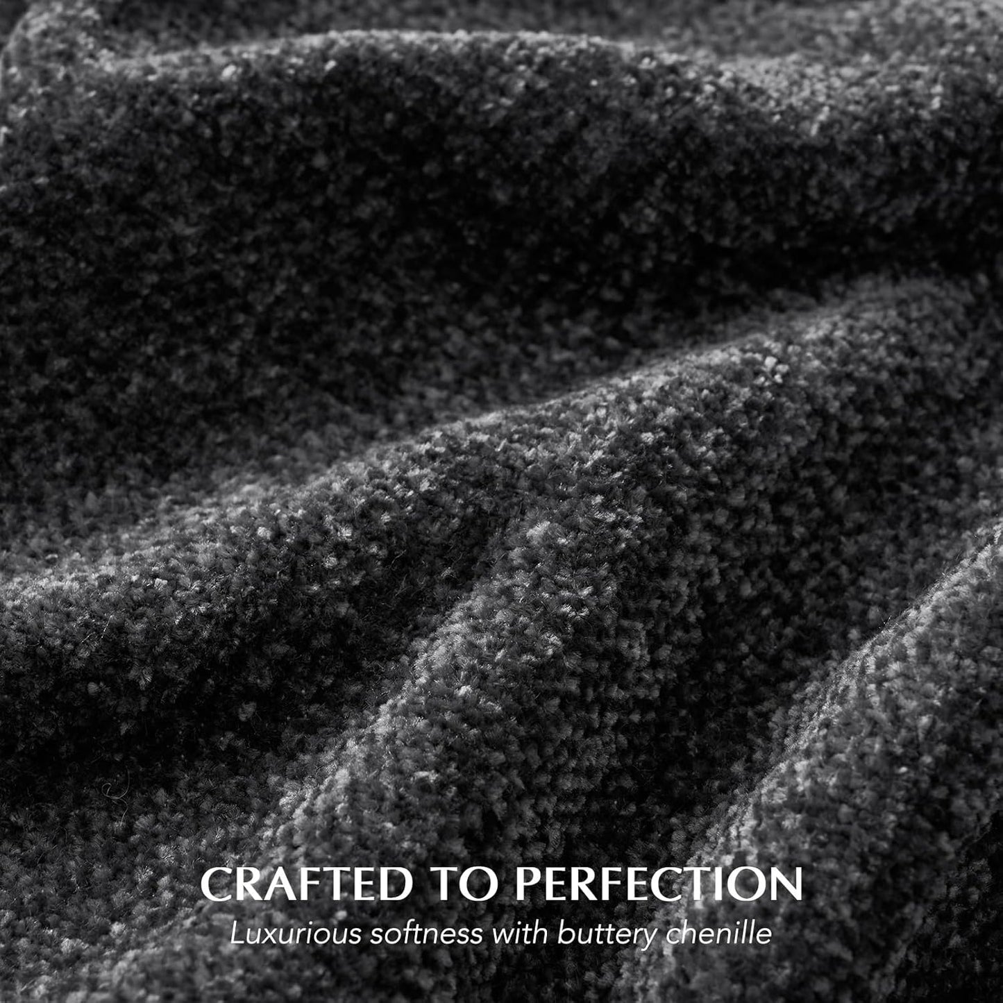 EVERGRACE Soft Chenille Throw Blanket for Couch, Cozy Plush Fuzzy Decorative Chenille Knit Throw Blanket with Tassels, Lightweight Blanket and Throws for Bed Sofa Gift Home Decor, Iron Black 50"x60"