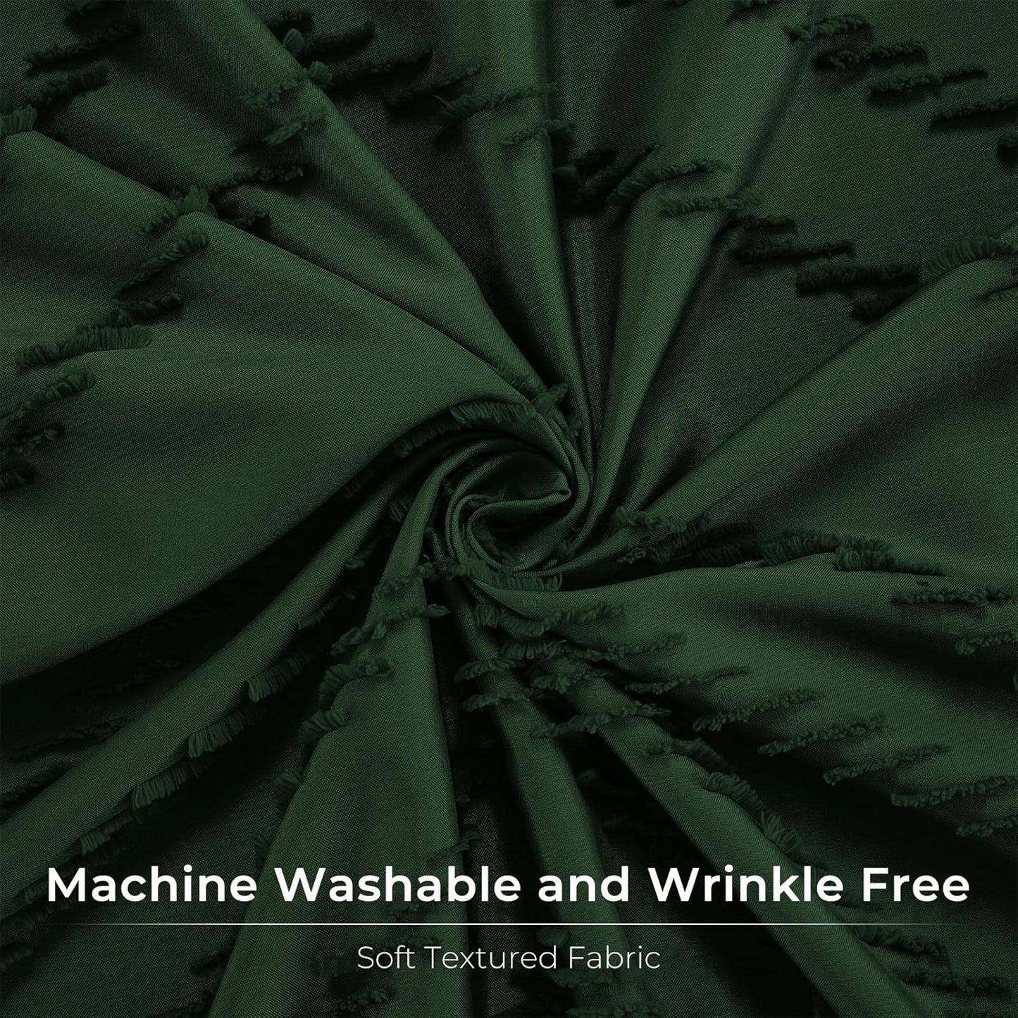 78inch Extra Long Dark Green Boho Shower Curtain Woven Fabric Shower Curtain Tufted Chervon Textured Shower Curtains Modern Minimalist Shower Curtains for Bathroom