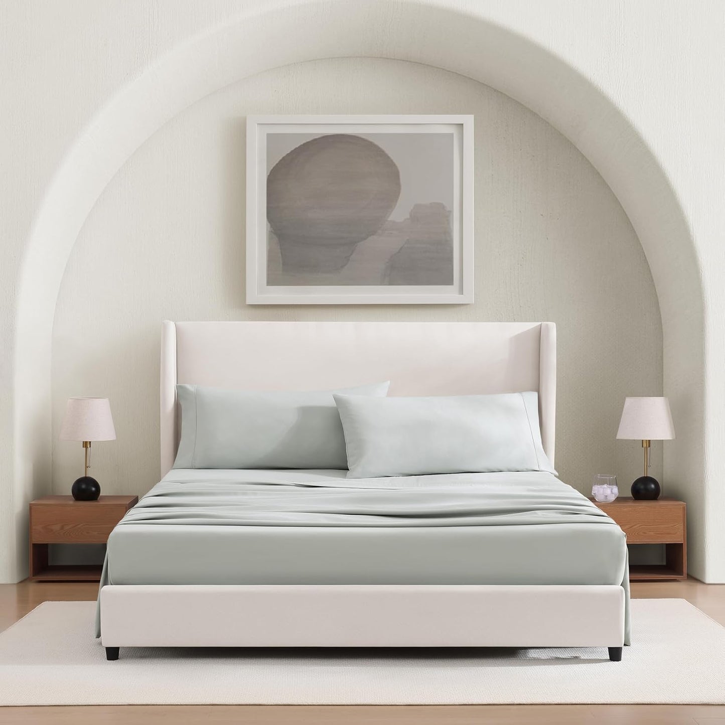 UGG Cali King Sheet Set 4-Piece Luxury Cooling Sheets Deep Pockets Premium Bedding with 2 Shams Hypoallergenic Machine Washable Soft Lightweight Bed Set for Room, California King, Mineral Green (Hedi)