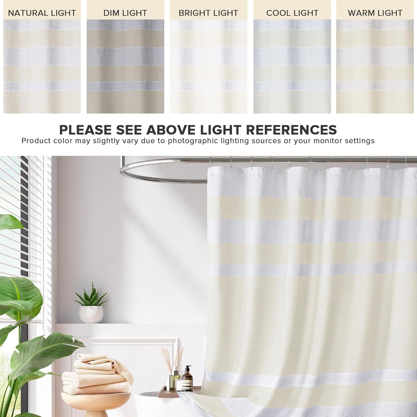 Madison Park Shower Curtain Spa Waffle Weave Stall Shower Curtain for Bathroom 3M Scotchgard Moisture Management, Spa Quality Modern Shower Curtains for Bathroom, Stall: 36x72'' Cream