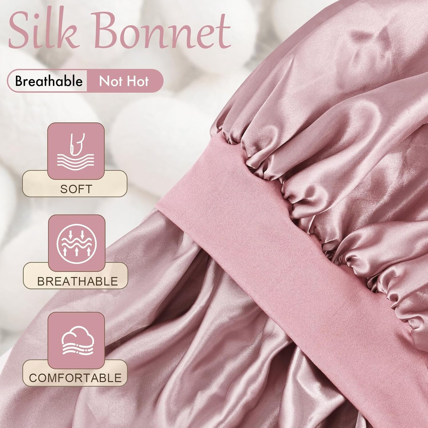 Satin Silk Bonnet for Sleeping, Soft Satin Lined Hair Bonnet for Women, Double Layer Sleep Nightcap