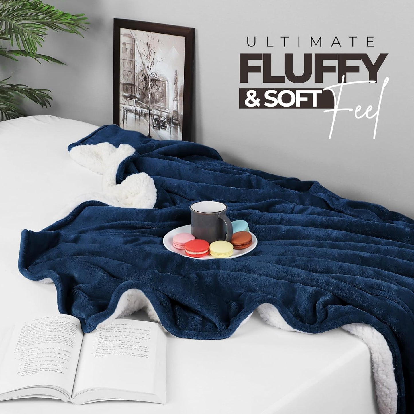 Utopia Bedding Sherpa Blanket Twin Size (Navy, 60x80 Inches) - Soft Lightweight Plush Fleece Reversible Winter Blanket for Bed, Sofa, Couch, Camping and Travel