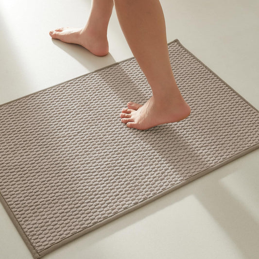 Bathroom Rugs Non Slip Washable, Super Absorbent Thin Bath Mat Small Quick Dry Low Pile Bathroom Rug, Beige 20"x30"