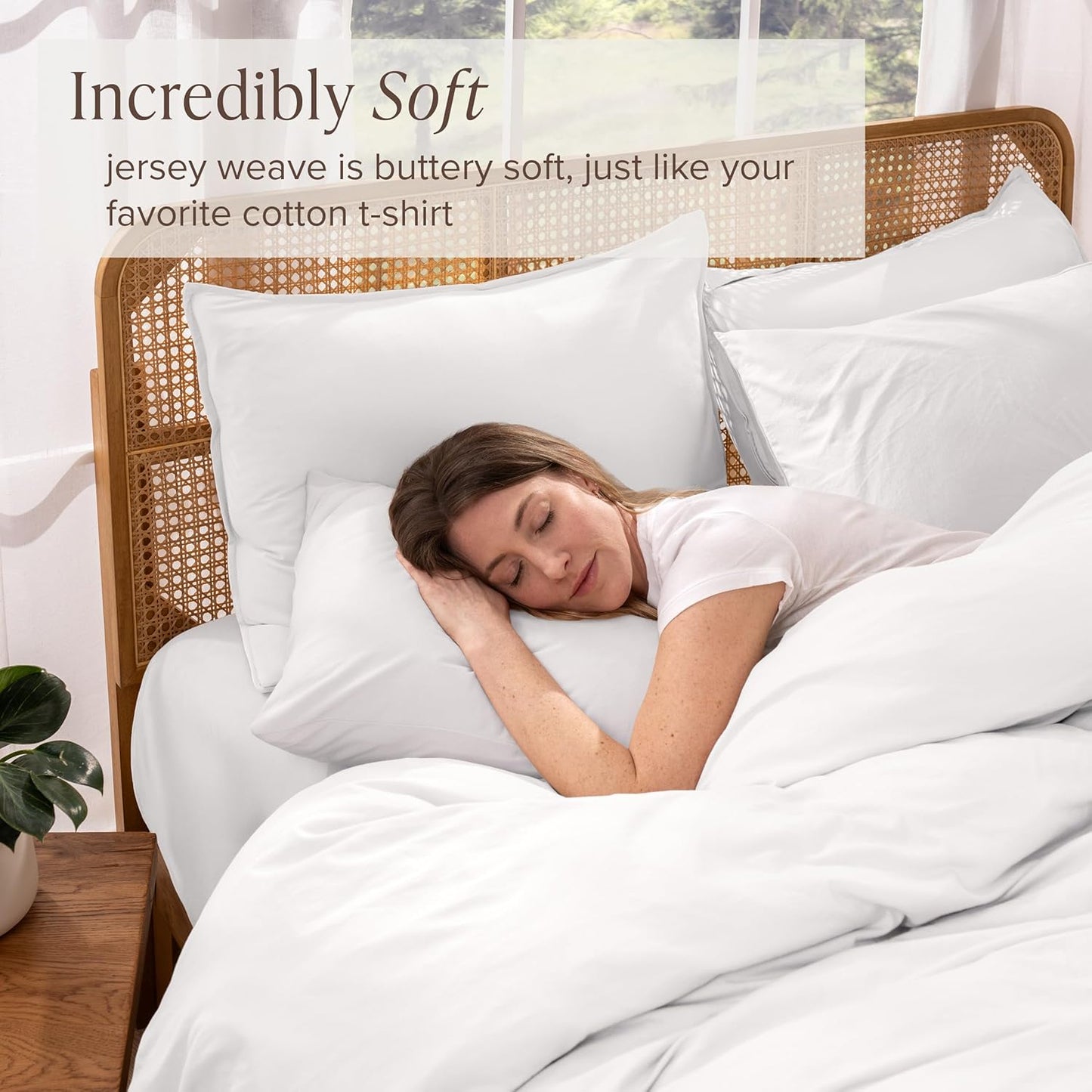 Bare Home 100% Organic Cotton Jersey Duvet Cover Set - King/Cal King Size - Ultra Soft - 100% Cotton - 3pcs - Corner Ties - Button Closure - Envelope Pillowcases (King/Cal King, White)