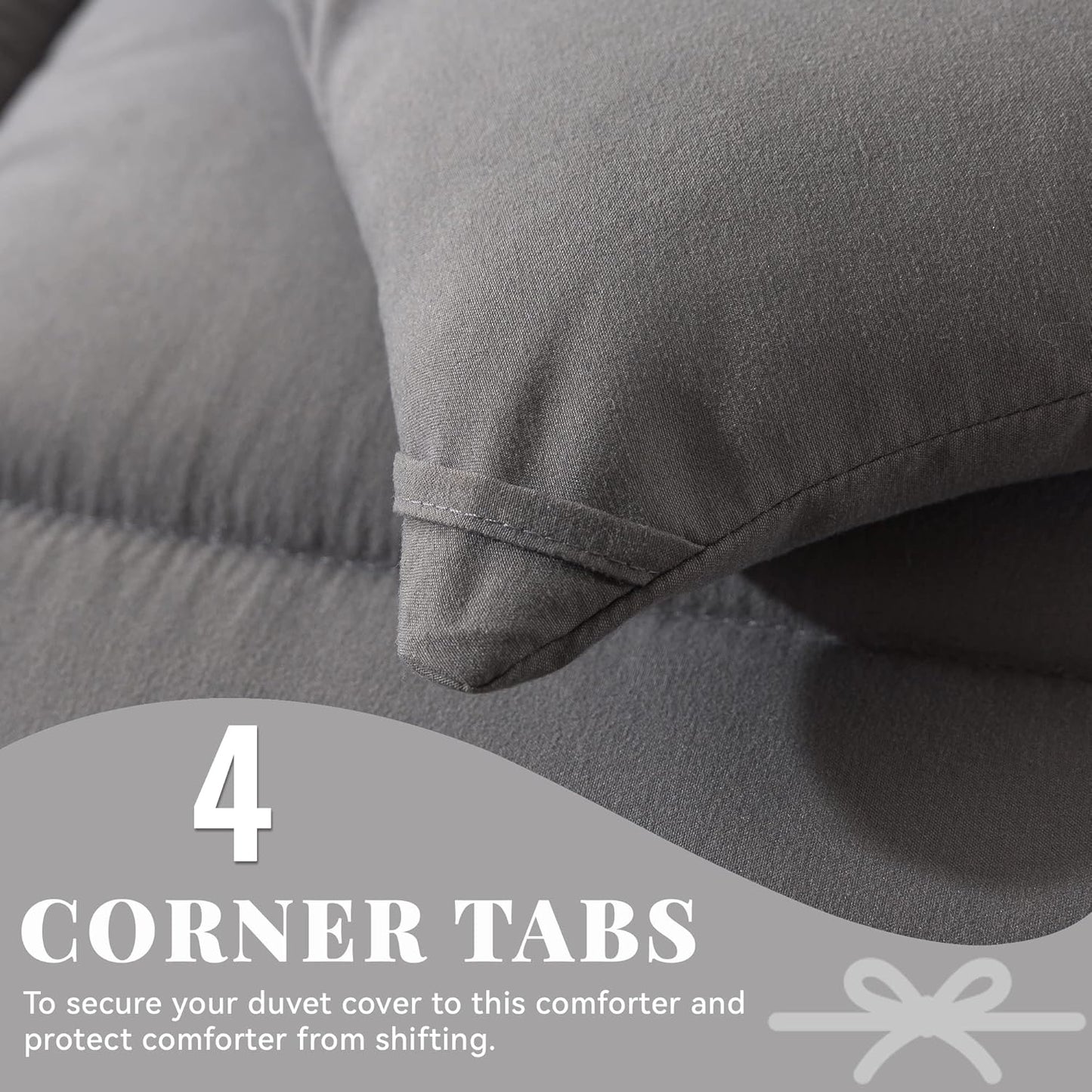 Cosybay Down Alternative Comforter (Dark Grey, Queen)- All Season Soft Quilted Queen Size Bed Comforter - Duvet Insert with Corner Tabs - Winter Summer Warm Fluffy, 88x92inches