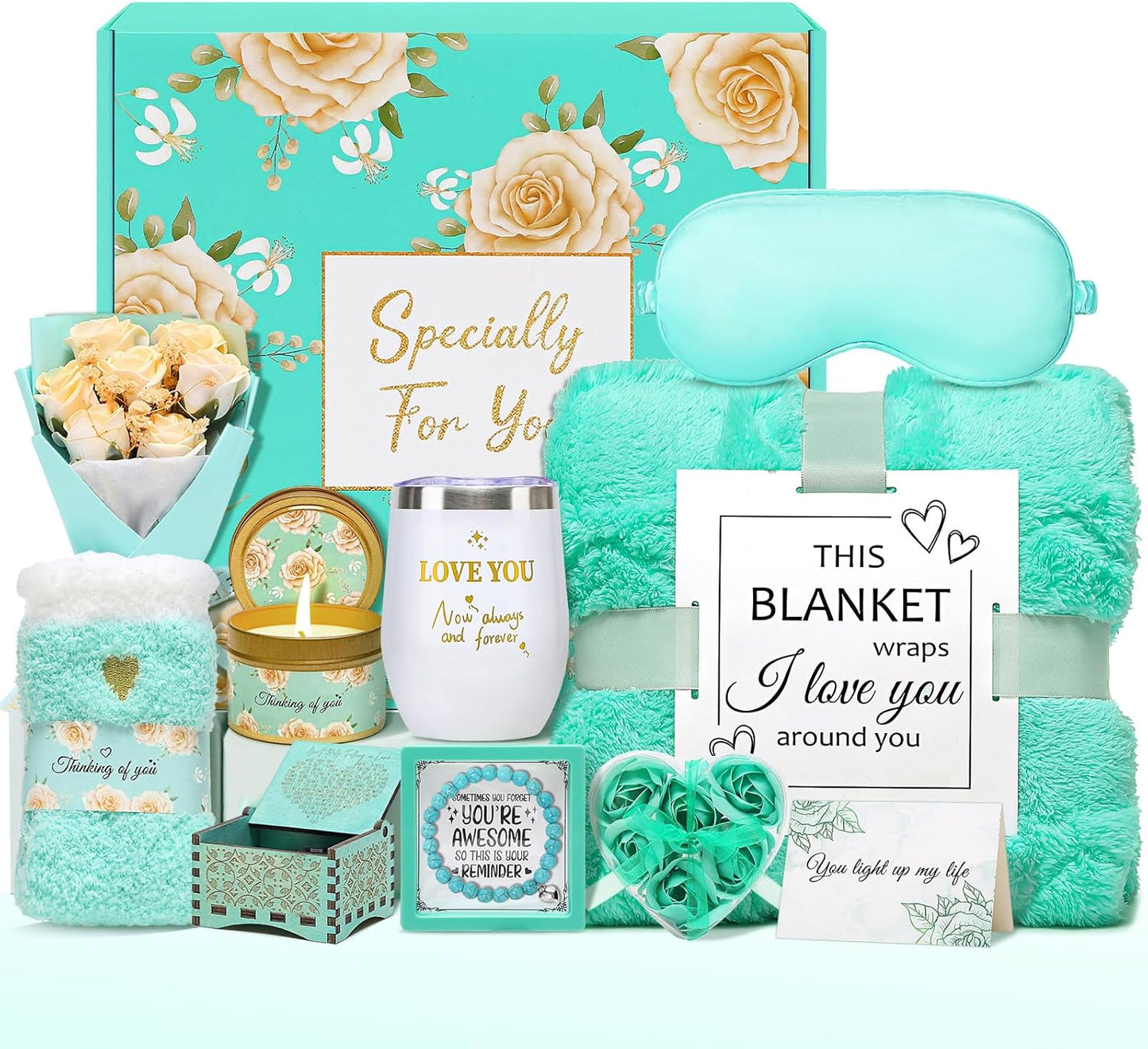 Gift Baskets for Women, Self Care Gifts Spa Basket Set for Women Get Well Soon Gifts with Flannel Blanket Care Package, Thinking of You Christmas Birthday Gifts for Mom Girlfriend Sister Wife