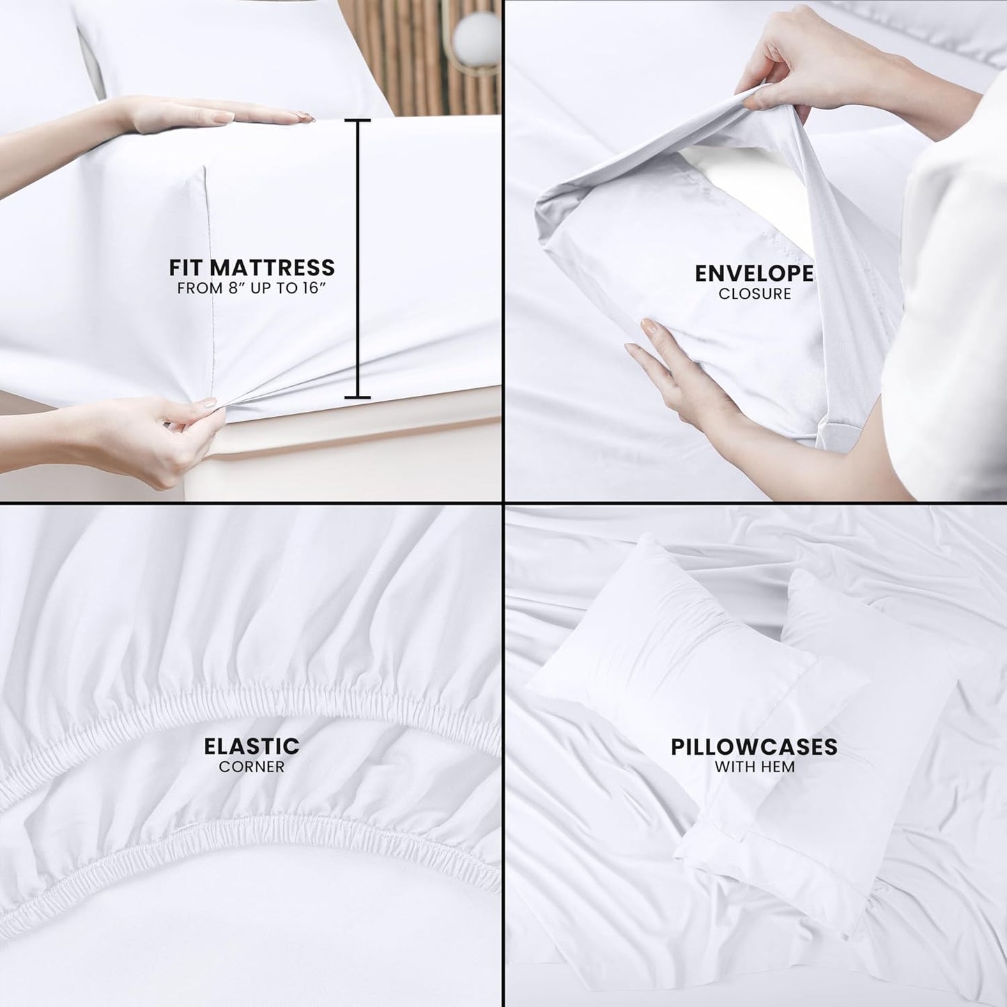 Utopia Bedding California King Sheet Set – 4 Piece Bed Sheets for Cal King Size Bed, Soft and Breathable Microfiber, Includes 1 Fitted Sheet, 1 Flat Sheet and 2 Pillowcases (White)