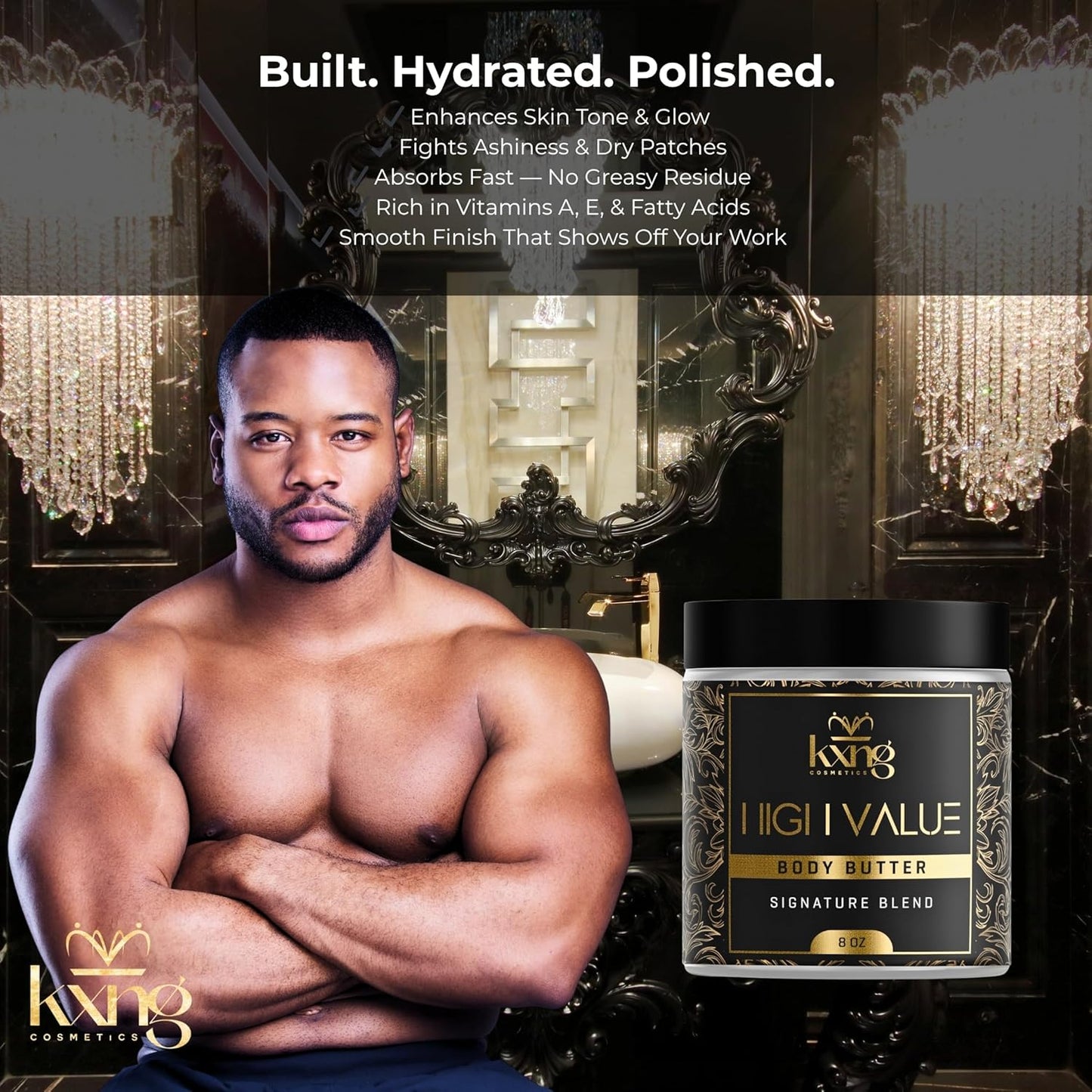KXNG Luxurious Whipped Body Butter, Deeply Hydrating Shea Butter Body Cream, Moisturizer for Men & Women, Cruelty-Free Skincare