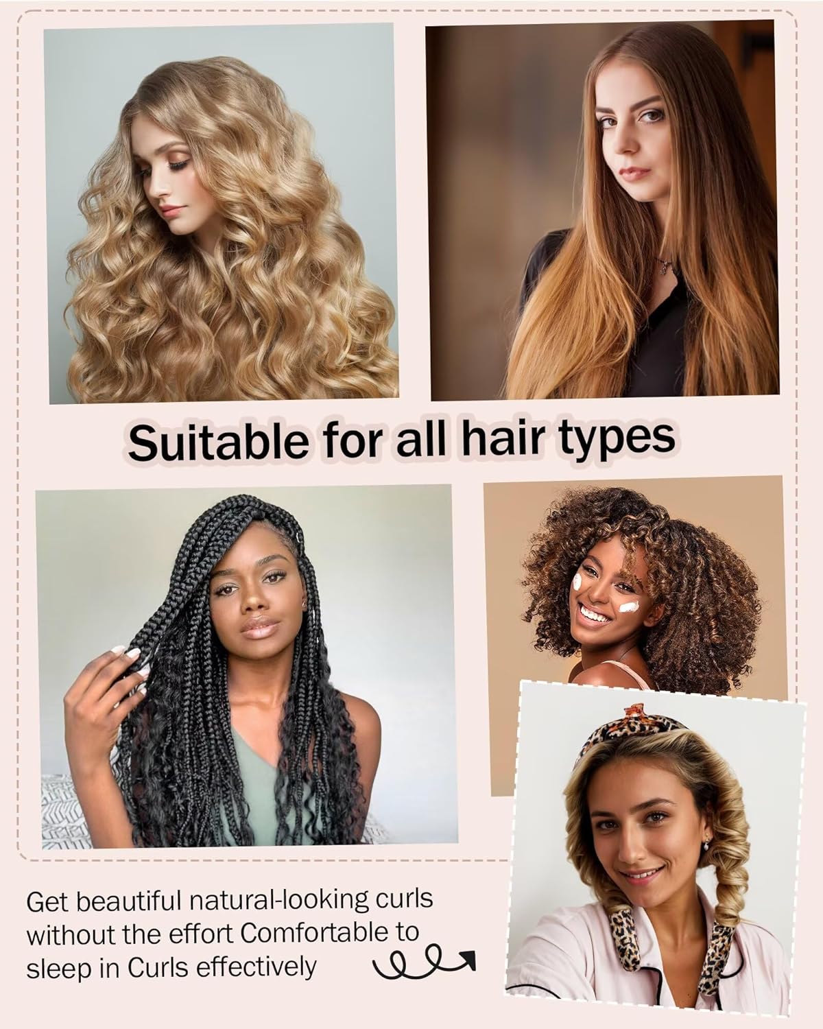 Heatless Hair Curler,Blowout Heatless Curls Overnight,No Heat Curling Rod Set with Satin Bonnet for Sleep in,Leopard