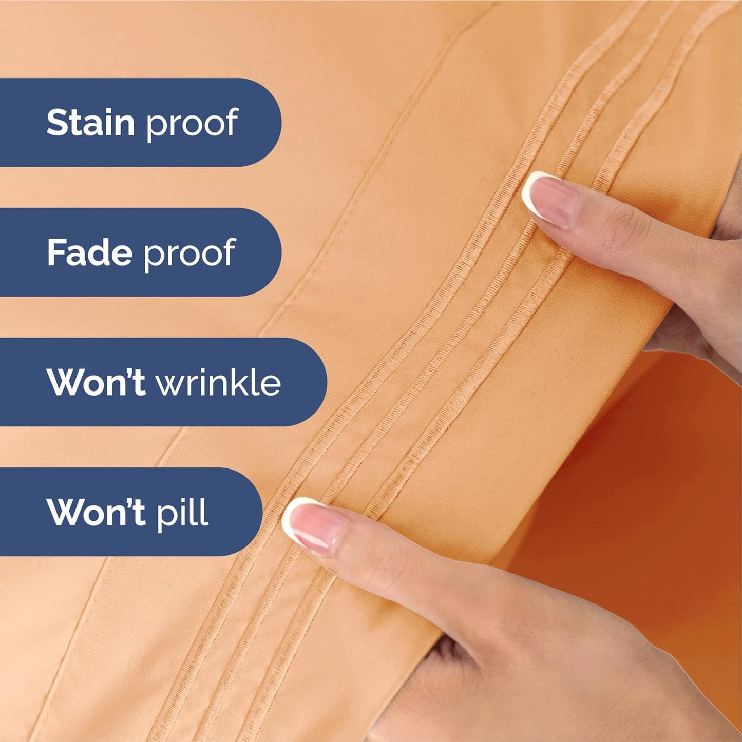 King Size 4 Piece Sheet Set - Extra Soft, Breathable And Cooling Sheets - Hotel Luxury Durable Bed Sheets for Women & Men - Deep Pockets, Easy-Fit & Wrinkle-Free Sheets - Peach Oeko-Tex Bed Sheet Set
