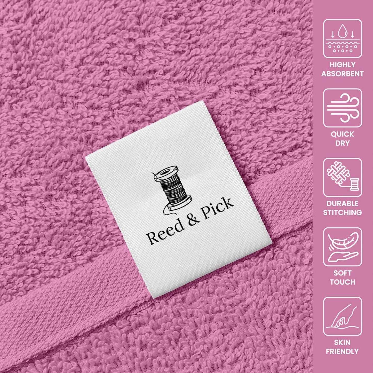 Reed&Pick Hand Towels (Pack of 24) Pink Economy Towels Salon Towels - 100% Cotton Spa Towel– 16 x 27 Inches Highly Absorbable, Facial, Gym, Hair Face Towels Bulk