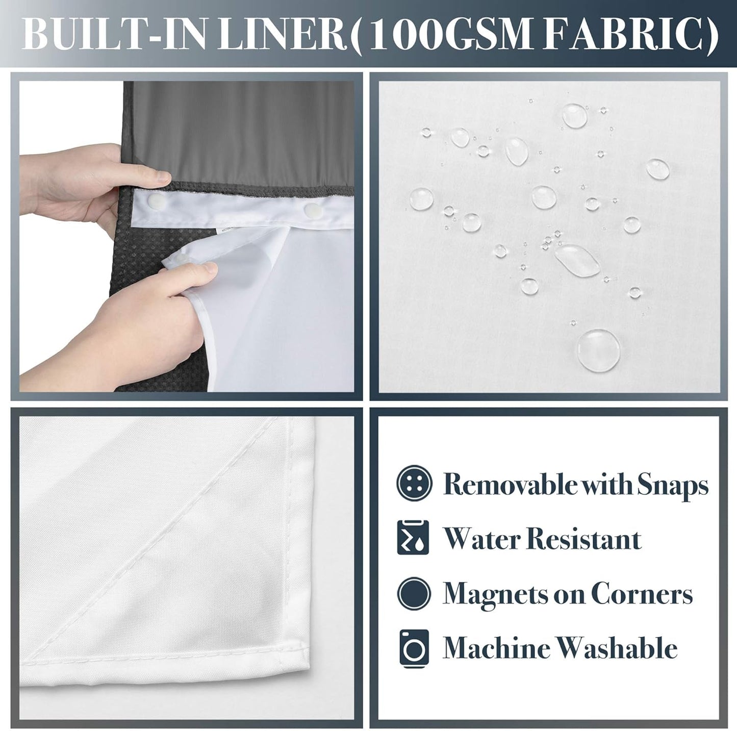 N&Y HOME Waffle Weave Shower Curtain with Snap-in Fabric Liner Set, 12 Hooks Included - Hotel Style, Water-Repellent & Washable, Heavyweight Fabric & Mesh Top Window - 71x72, Graphite Gray
