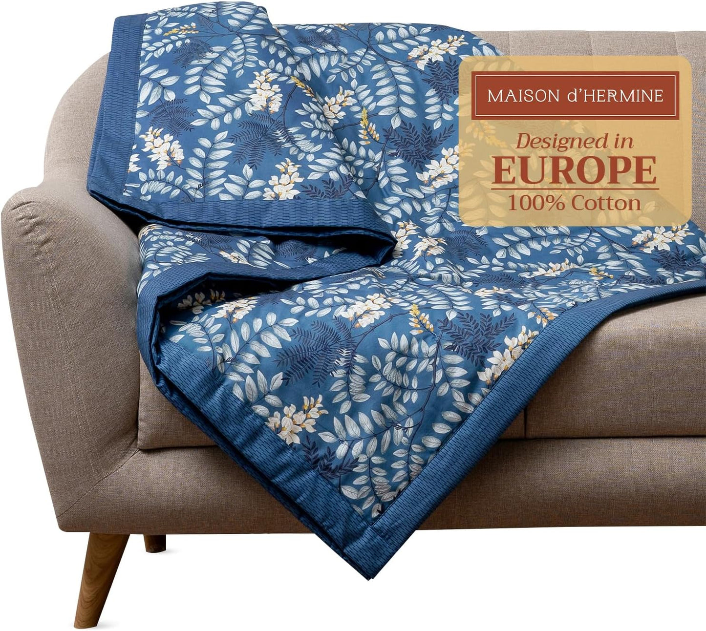 Maison d' Hermine Throw Blanket for Couch Lightweight Soft Warm Breathable Cotton Throw Blankets for Bed Girls Boys Women Men Gifts Sofa Travel Living Room Chair Bedding (50"x60", Feuillage)