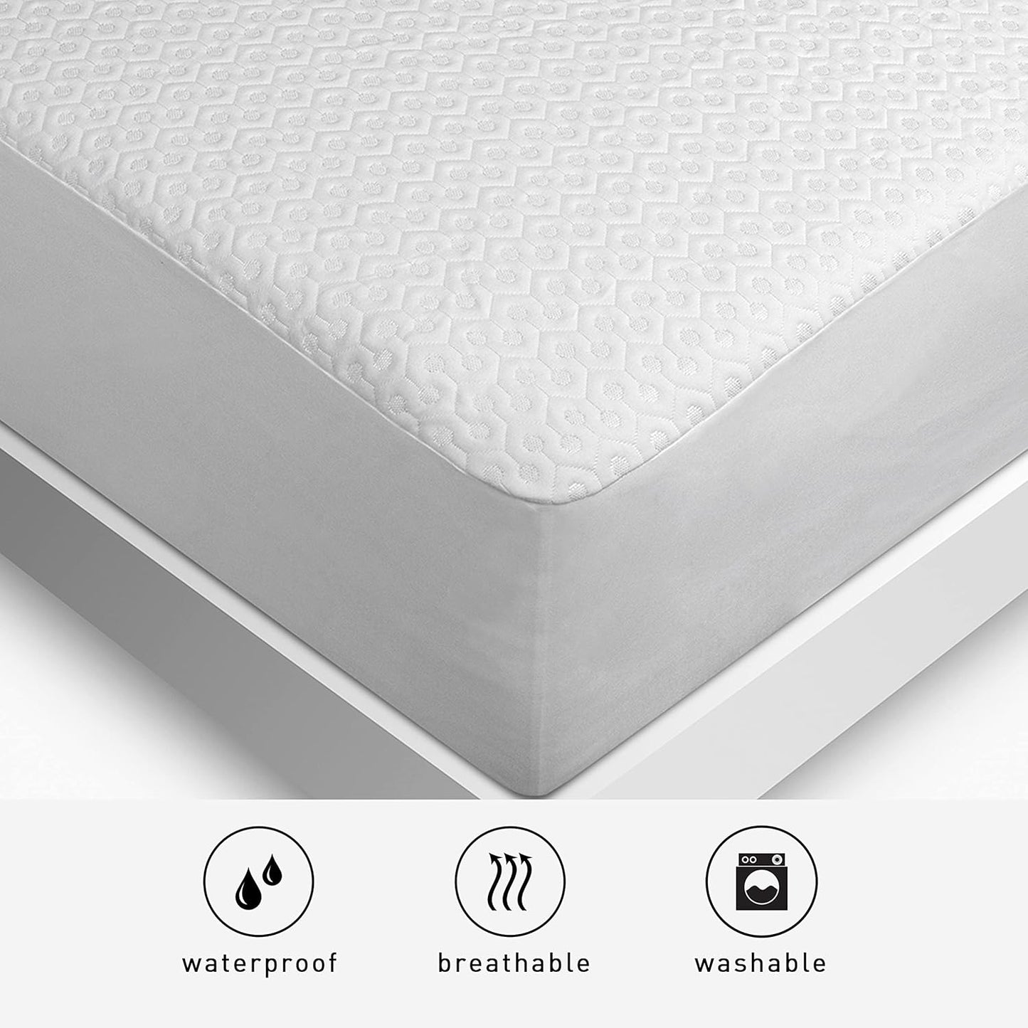 Bedgear Twin XL Dri-Tec Waterproof Mattress Protector – Adjustable Base Compatible, Washable & Breathable with Deep Pockets – Fits 18” Mattress – White