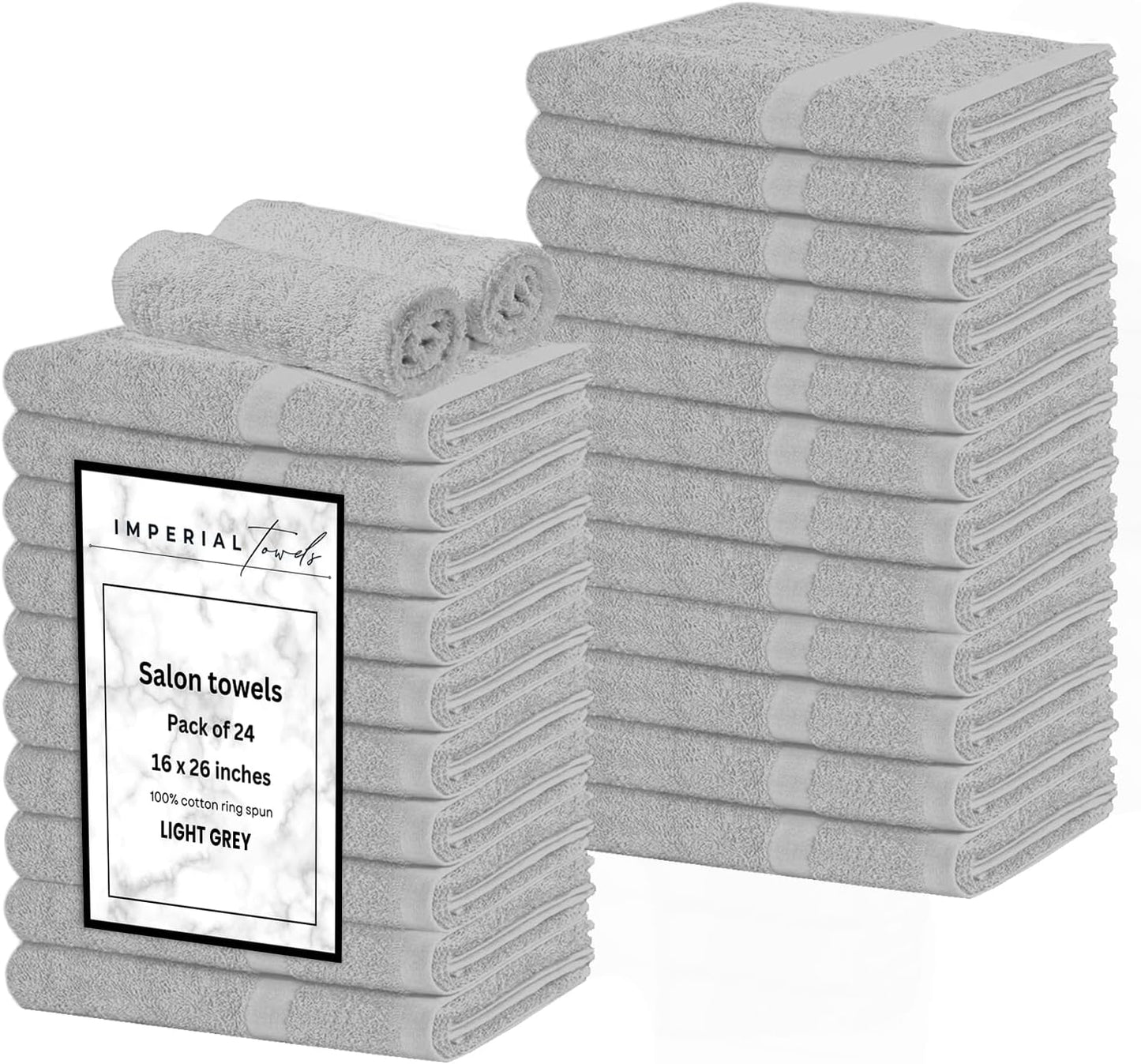 Hand Towels (Pack of 24) Grey Economy Salon Towels - 100% Cotton Spa Towel – 16 x 26 Inches Highly Absorbable, Facial Gym Towel, Hair Towels Face Towel Bulk