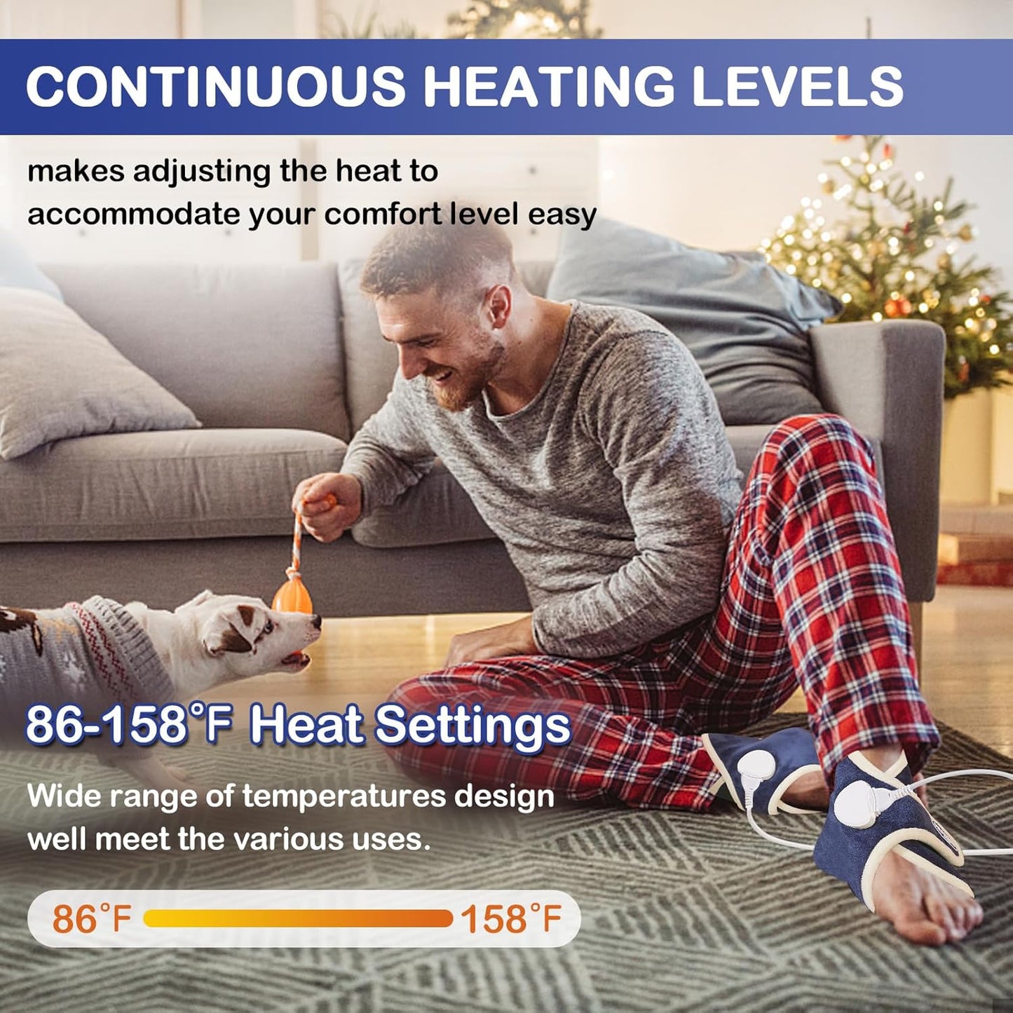 JOBYNA 2 Pack Heated Ankle Wrap for Ankle Pain Relief, Deep-Penetrating Electric Feet Warmers for Women and Men, 86℉-158℉ & Auto Shut Off