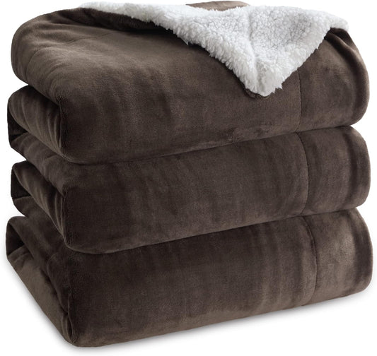 Bedsure GentleSoft Sherpa Fleece Blankets King Size for Bed - Thick and Warm Throw for Women and Men, Soft Fuzzy Plush King Blanket for Winter, Brown, 108x90 Inches