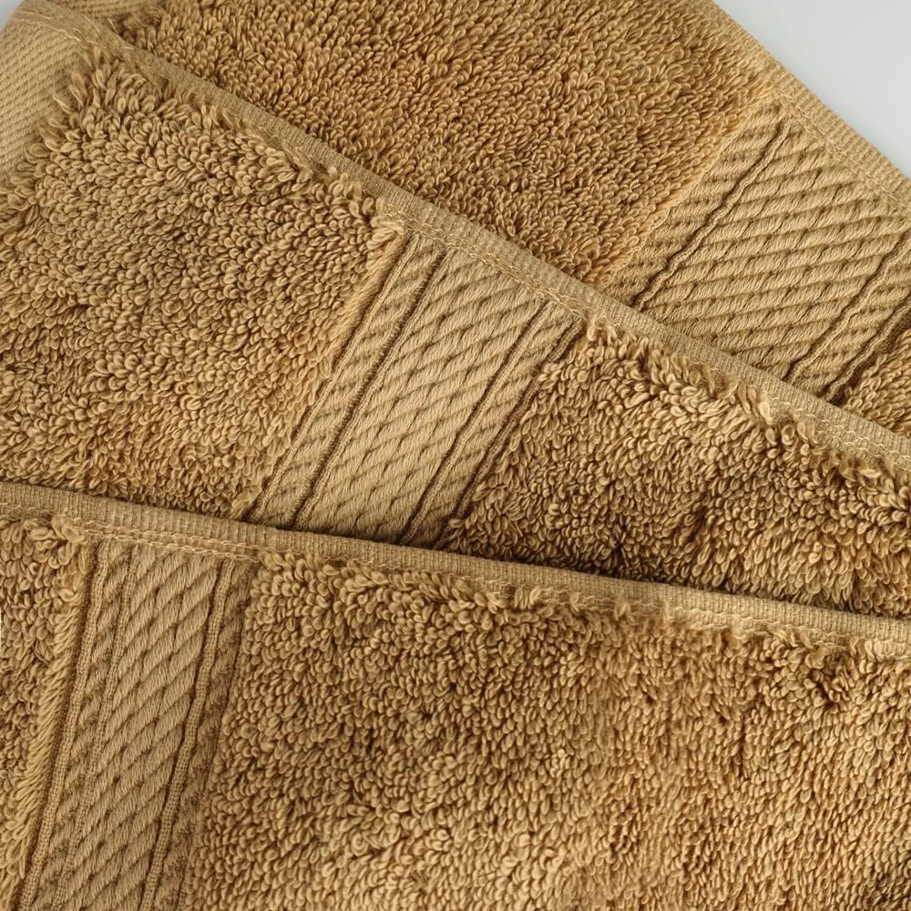 Superior Egyptian Cotton Pile 3 Piece Towel Set, Includes 1 Bath, 1 Hand, 1 Face Towel/Washcloth, Ultra Soft Luxury Towels, Thick Plush Essentials, Guest Bath, Spa, Hotel Bathroom, Toast