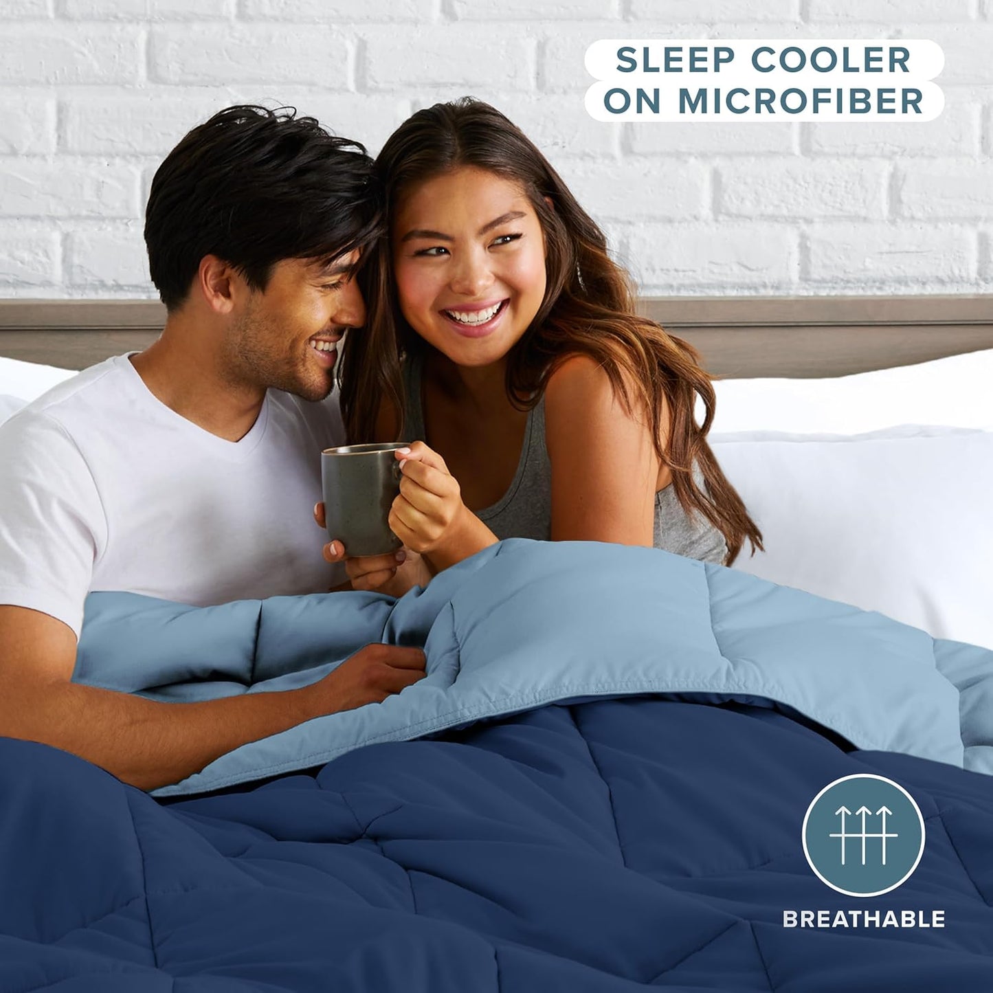 Bare Home Full Comforter - Reversible Colors - Goose Down Alternative - Ultra-Soft - Premium 1800 Series - All Season Warmth - Bedding Comforter (Full, Dark Blue/Light Blue)