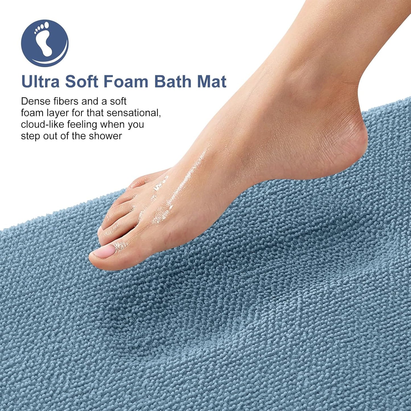 OLANLY Thick Memory Foam Bath Mat Rug 70x24, Extra Soft Absorbent Bathroom Rug, Quick Dry Bath Mats, Non-Slip, Machine Washable Carpet for Bathroom, Tub and Shower, Home Decor Accessories, Airy Blue
