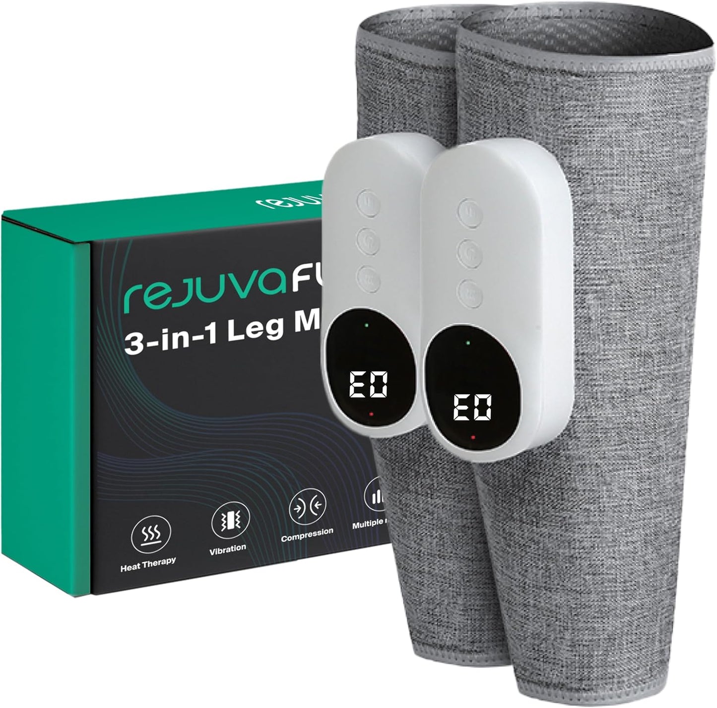 RejuvaFlow 3-in1 Leg Massager - The Official - Triple Method Calf Massager - Adjustable Calf Massager for Everyday Comfort & Relaxation - Dual Pack