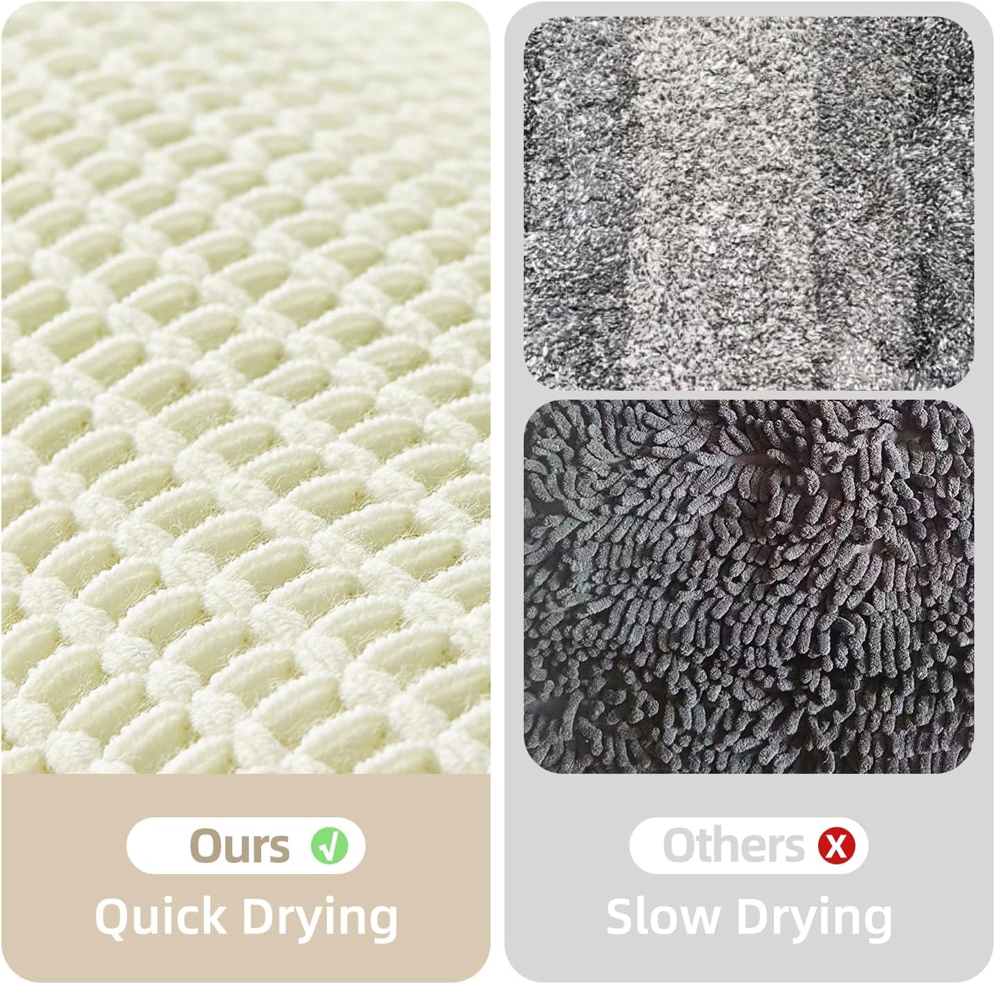 Cream White Bathroom Rugs, Waffle Bath Mat Non Slip Washable Super Absorbent Quick Dry Boho Farmhouse Bathroom Decor, 24"x16" Cream White