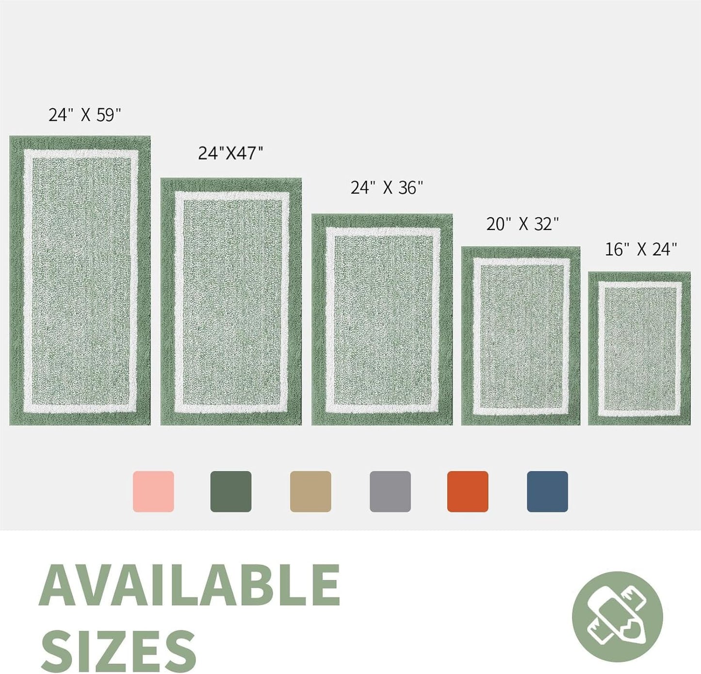 CozeCube Bath mats for Bathroom Non Slip, Fluffy Absorbent Microfiber Bath mat Washable, Aesthetic Bathroom Rugs, Large Sage Green Bath mat, Sage Green, 36" x 24"