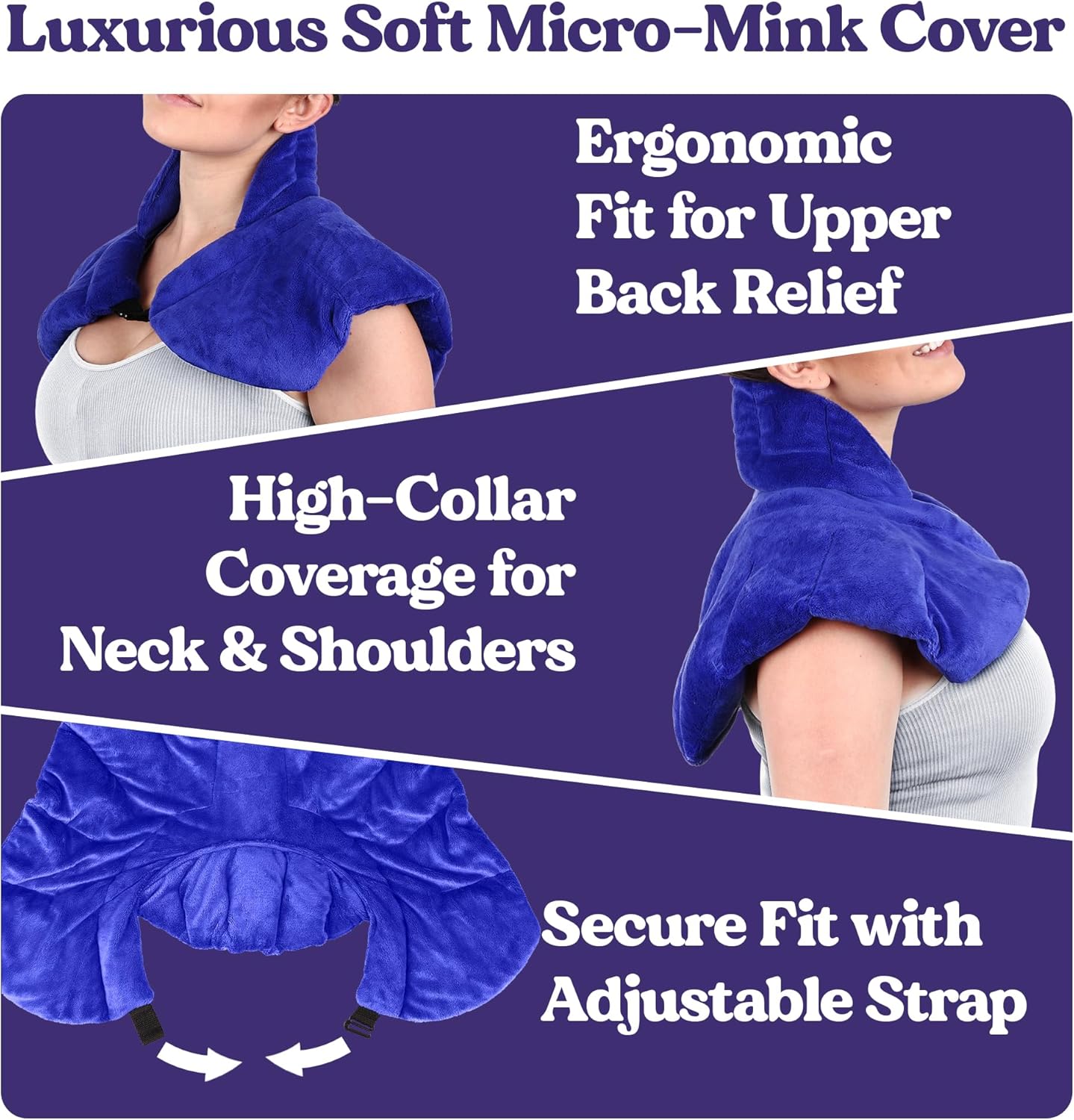 Microwavable Heating Pad for Neck, Shoulders, and Back by Joy & Grace | 5 Lb Weighted Neck & Shoulder Wrap | Moist Heat Therapy Pack for Relaxation and Comfort | Soft Micro-Mink Cover | Scented Blue