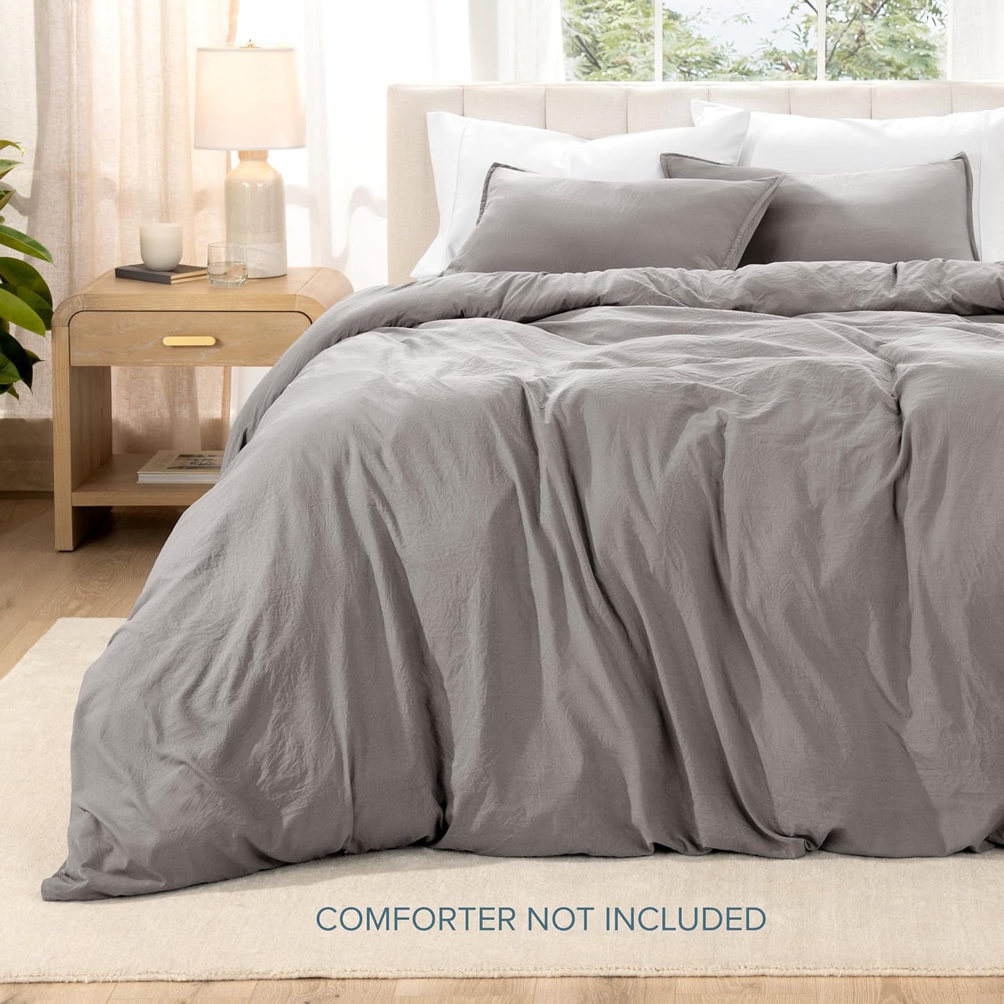 Bare Home Microfiber Duvet Cover Set - Ultra Soft Washed Microfiber - Twin/Twin Extra Long - Linen-Like Look - Easy Care - Breathable Fabric - Our Softest Duvet Cover Set (Twin/Twin XL, Frost Grey)
