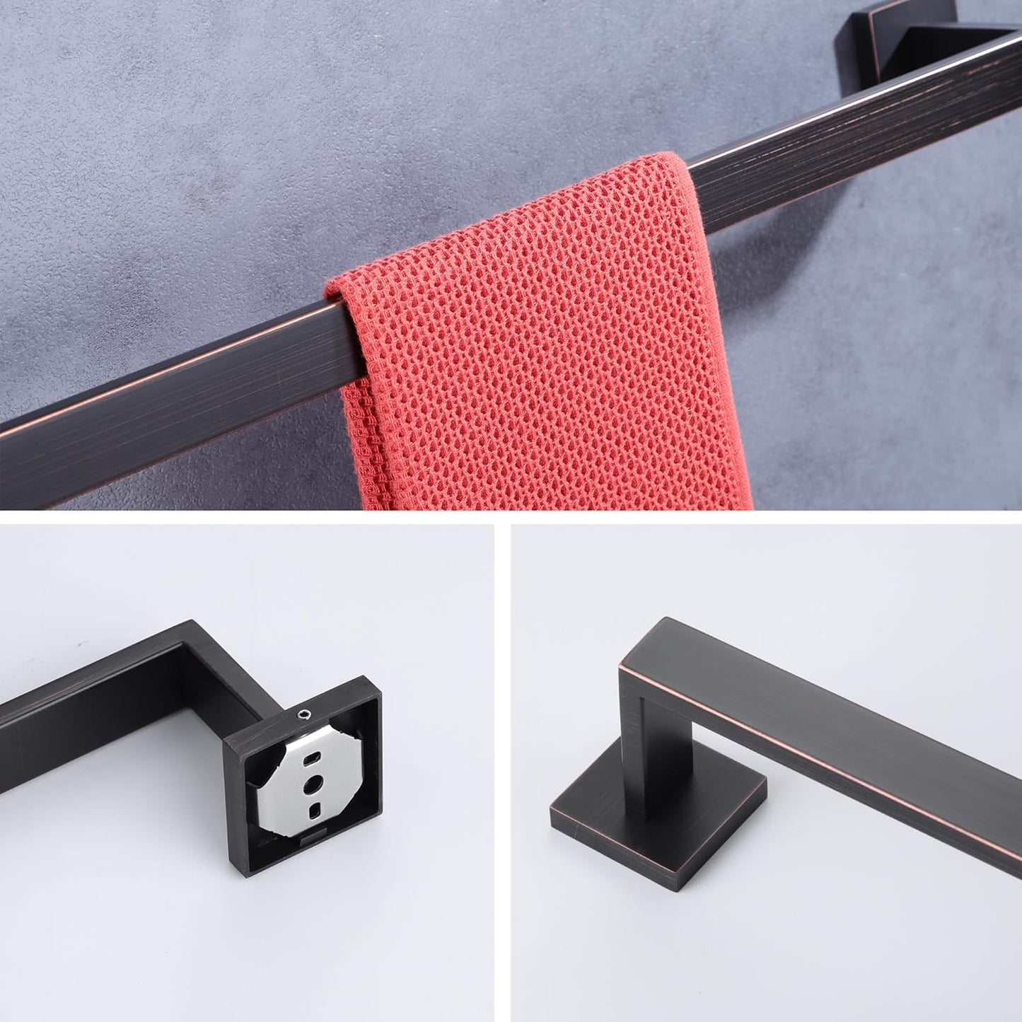LANC ORB 24-Inch Bath Towel Bar 2 Pack Bathroom Kitchen Single Towel Rack Oil Rubbed Bronze Towel Holder Wall Mounted Towel Hanger Towel Rod Stainless Steel Towel Rail, A8804-6ORB