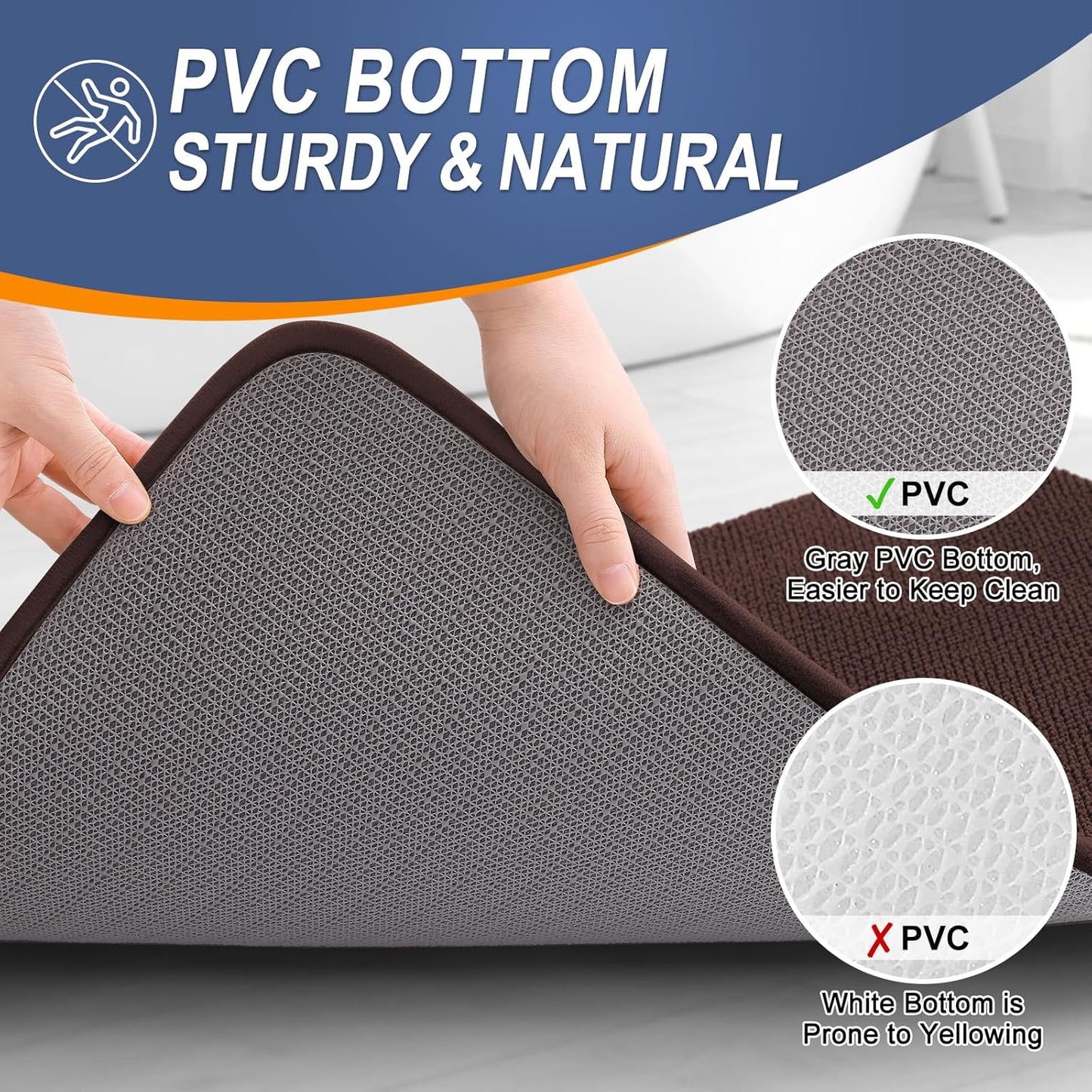 OLANLY Thick Memory Foam Bath Mat Rug 47x24, Extra Soft Absorbent Bathroom Rug, Quick Dry Bath Mats, Non-Slip, Machine Washable Carpet for Bathroom, Tub and Shower, Home Decor Accessories, Brown