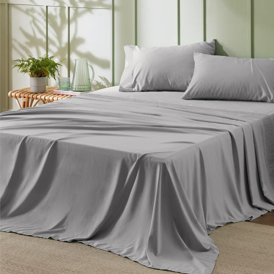Bedsure Full Size Bed Sheets - 4 Pieces Soft Full Sheet Set - Breathable & Cooling - Hotel Luxury - Easy Care Polyester Microfiber Bedding for Women, Men, Grey