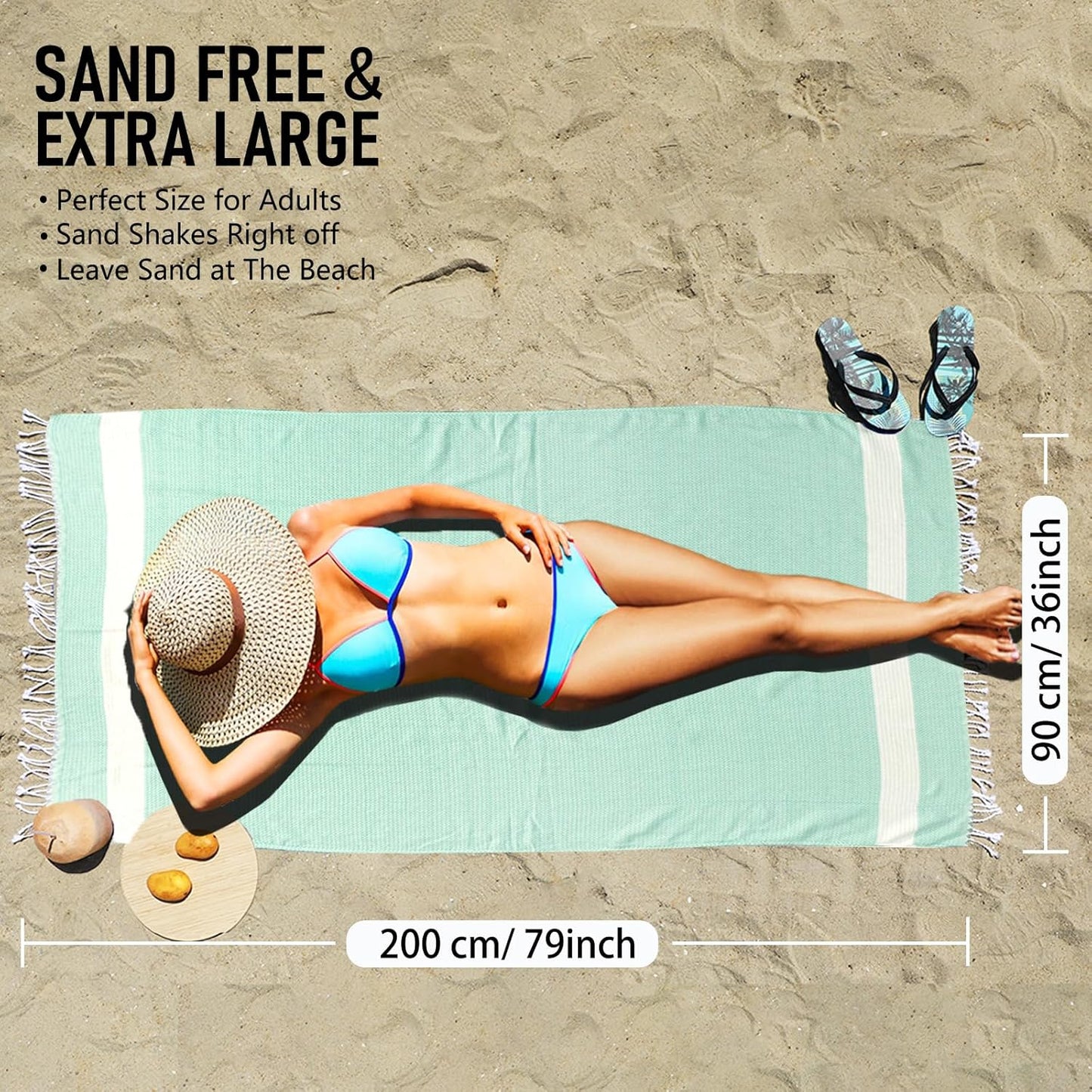 4 Pack Cotton Turkish Beach Towel Lightweight Thin Travel Vacation Essentials Oversized XL Towels Set for Pool Swim Bath Camping Cruise Accessories Absorbent Quick Dry Sand Free Bulk clearance Blanket