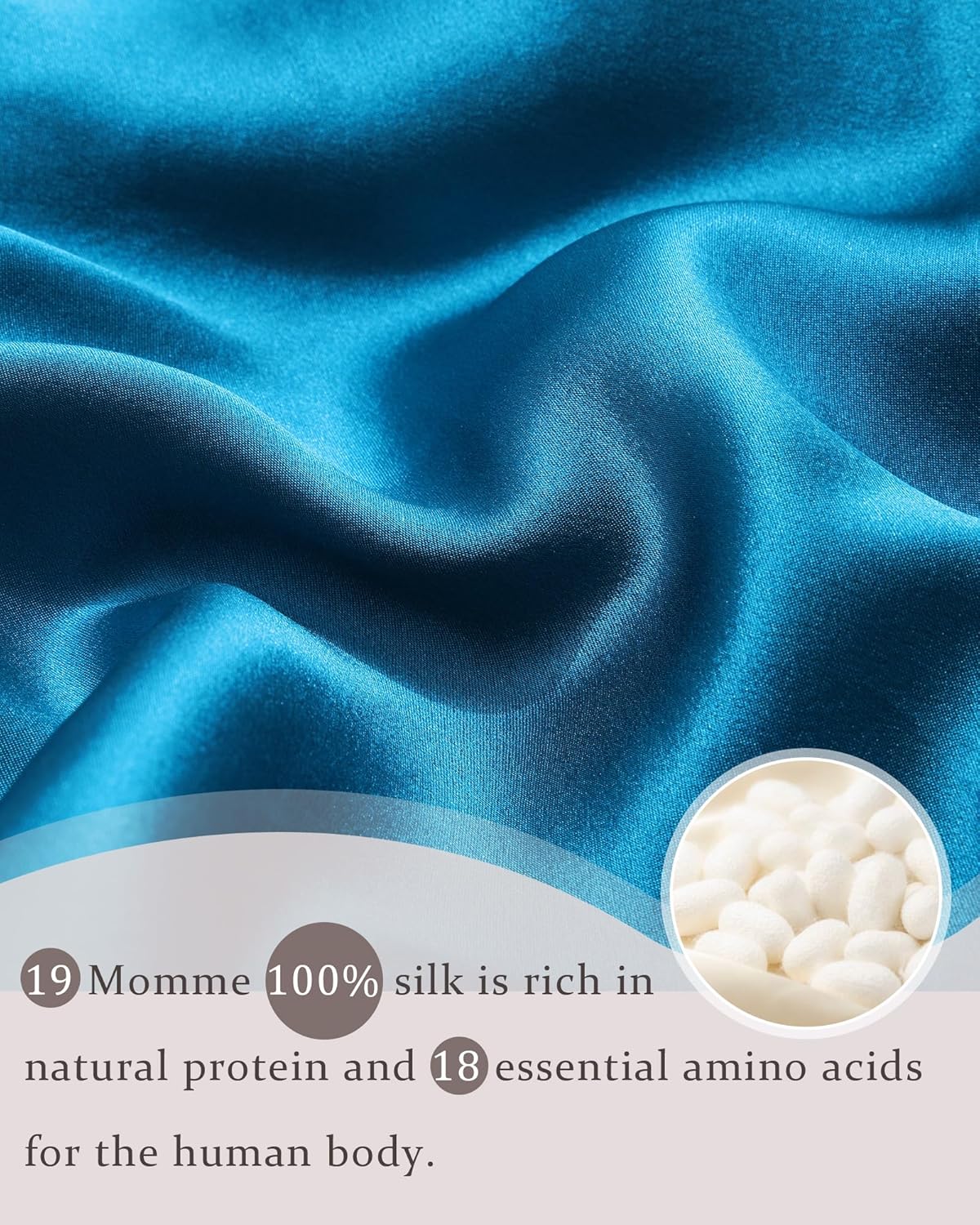 100% Mulberry Silk Bonnet for Sleeping Women Double Layer Silk Hair Bonnet Natural Silk Sleep Cap with Elastic Reversible Hair Wrap (Blue+Gray)