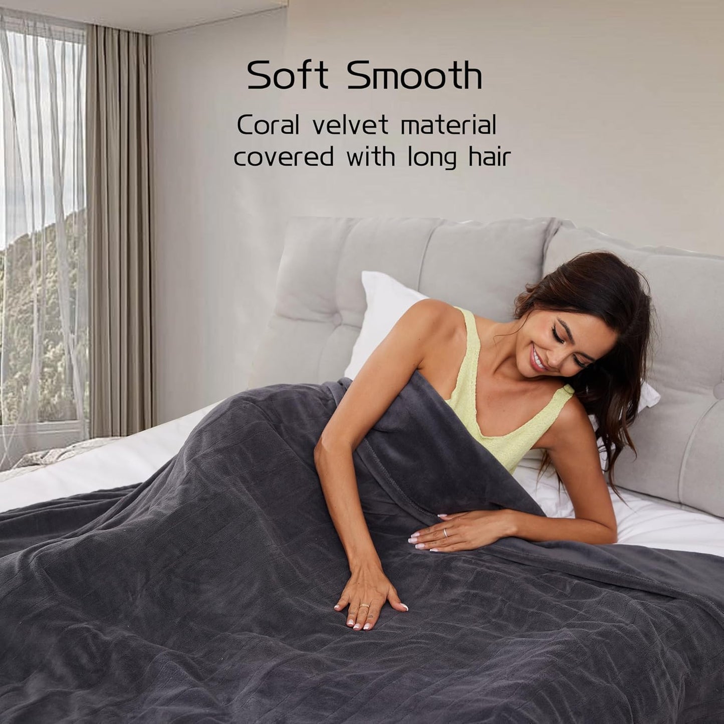 Electric Heated Blanket 50"x60" Throw Size, Soft Coral Fleece with 4 Heating Levels and 3 Hours Auto-Off, Machine Washable, Cozy Plush Fabric for Home, Dark Gray